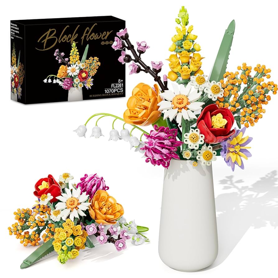 Flowers Bouquet Building Set, 1070PCS Wildflower Botanical Collection,  Artificial Plant Flower Kit Toy for Adults Kids Women Her, Home Decor Gift  for Birthday, Valentine's Day, Christmas (No Vase) : Amazon.co.uk: Toys &