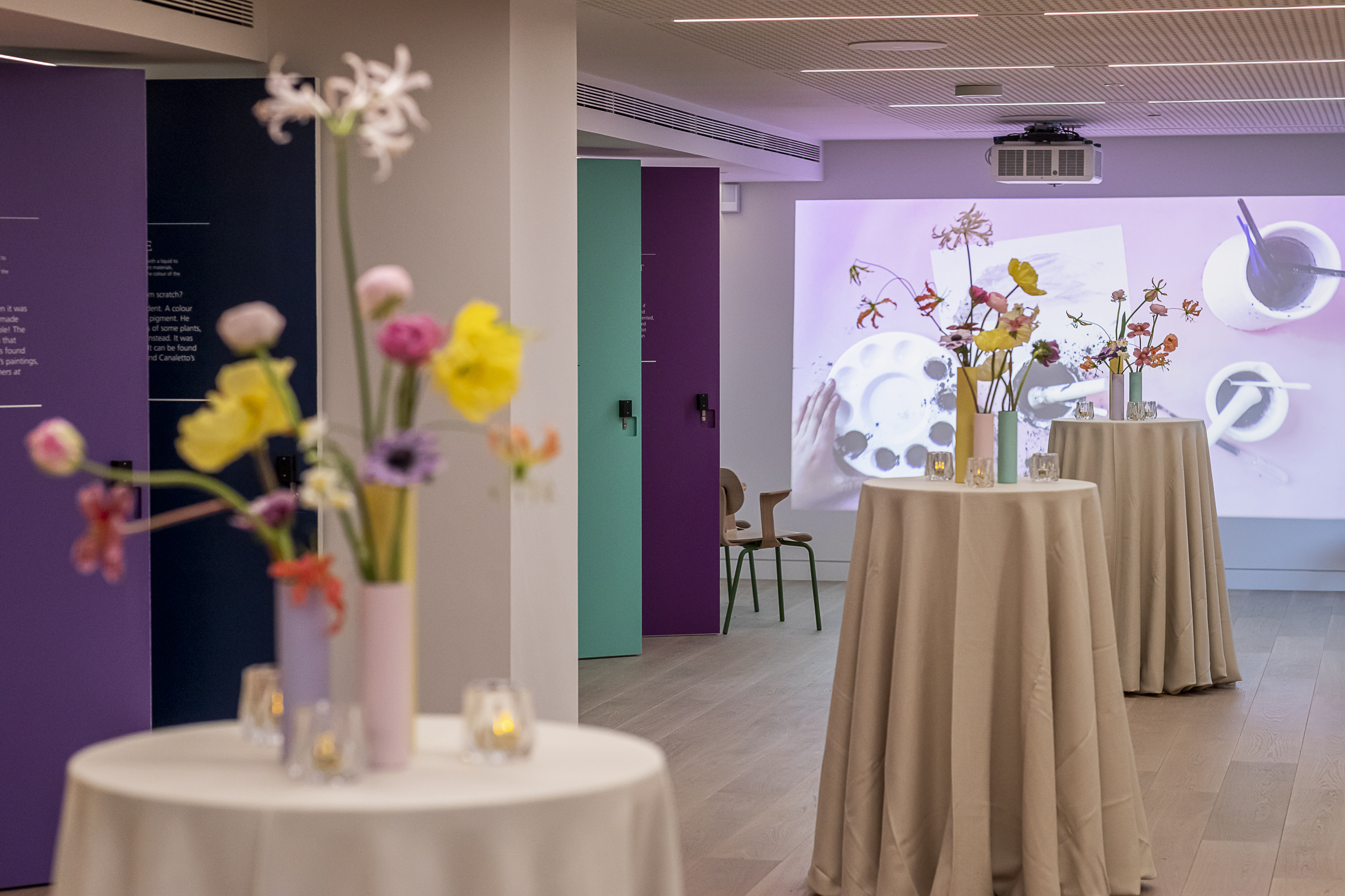 Elegant event space at The Roden Centre with floral decor, ideal for workshops and networking.