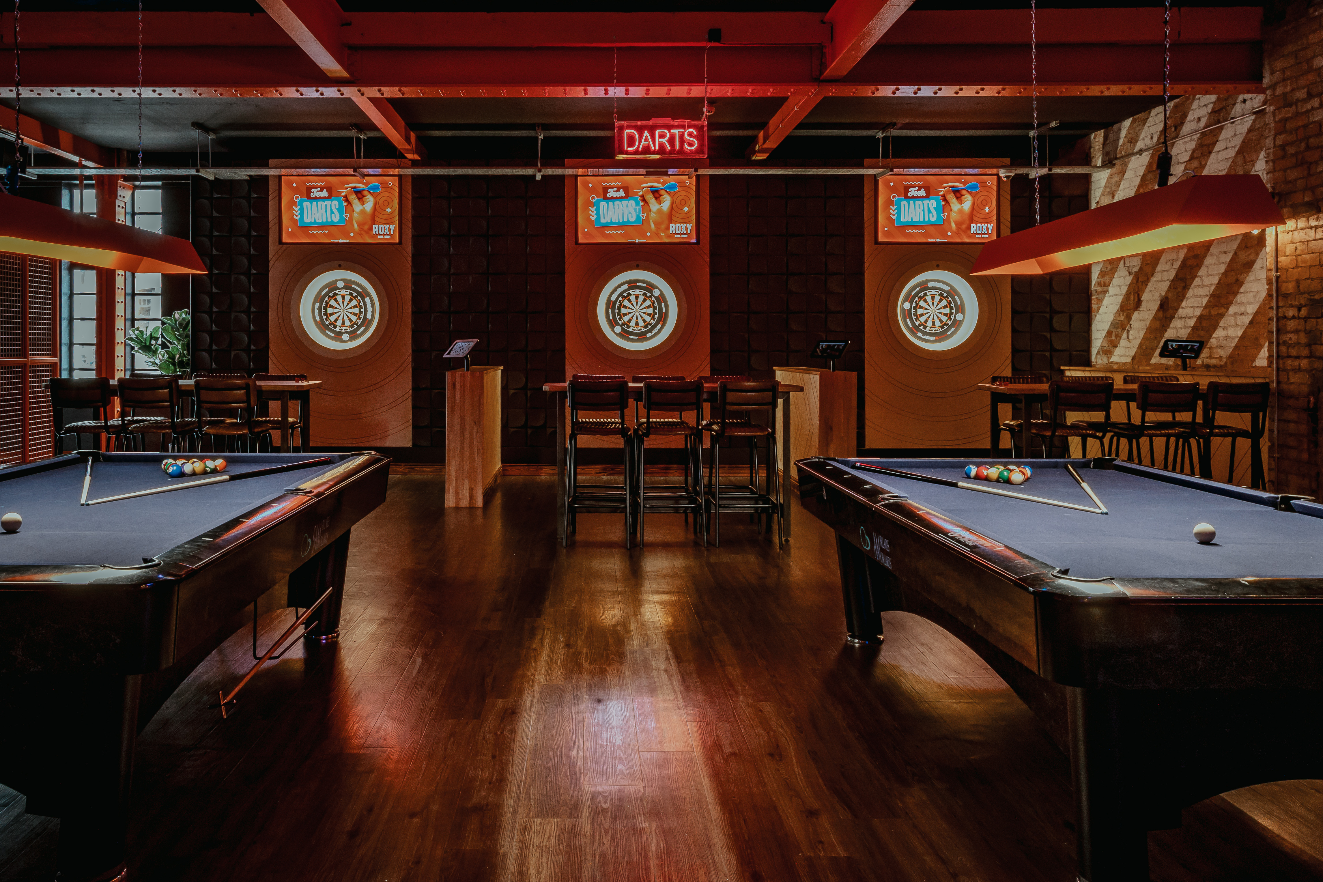 Roxy Ball Room Manchester: vibrant event space with pool tables for corporate gatherings.