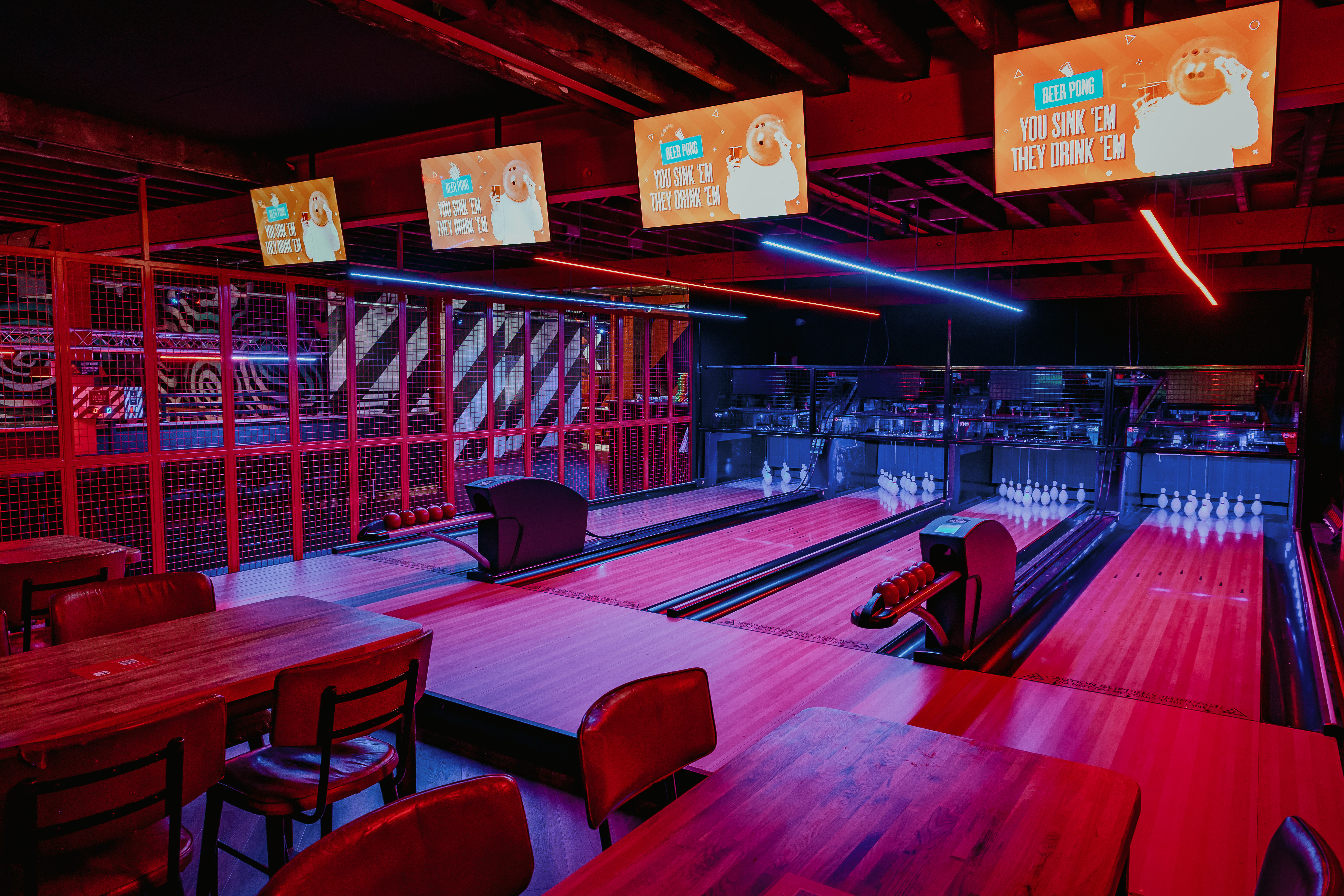 Duck Pin Bowling alley at Roxy Ball Room, Manchester, perfect for corporate events and team-building.
