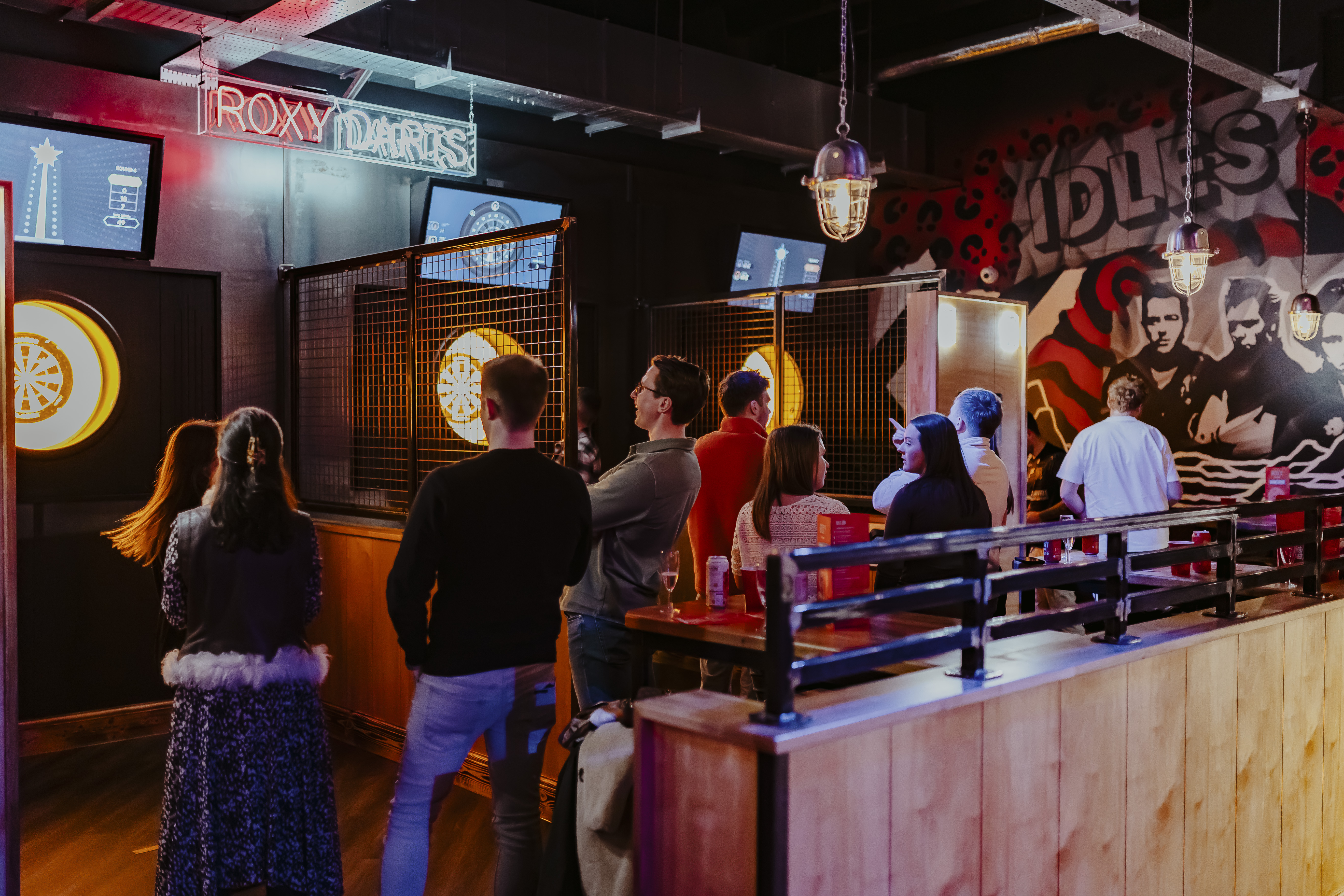 "Vibrant Roxy Ball Room venue for corporate events with stylish darts game setup."