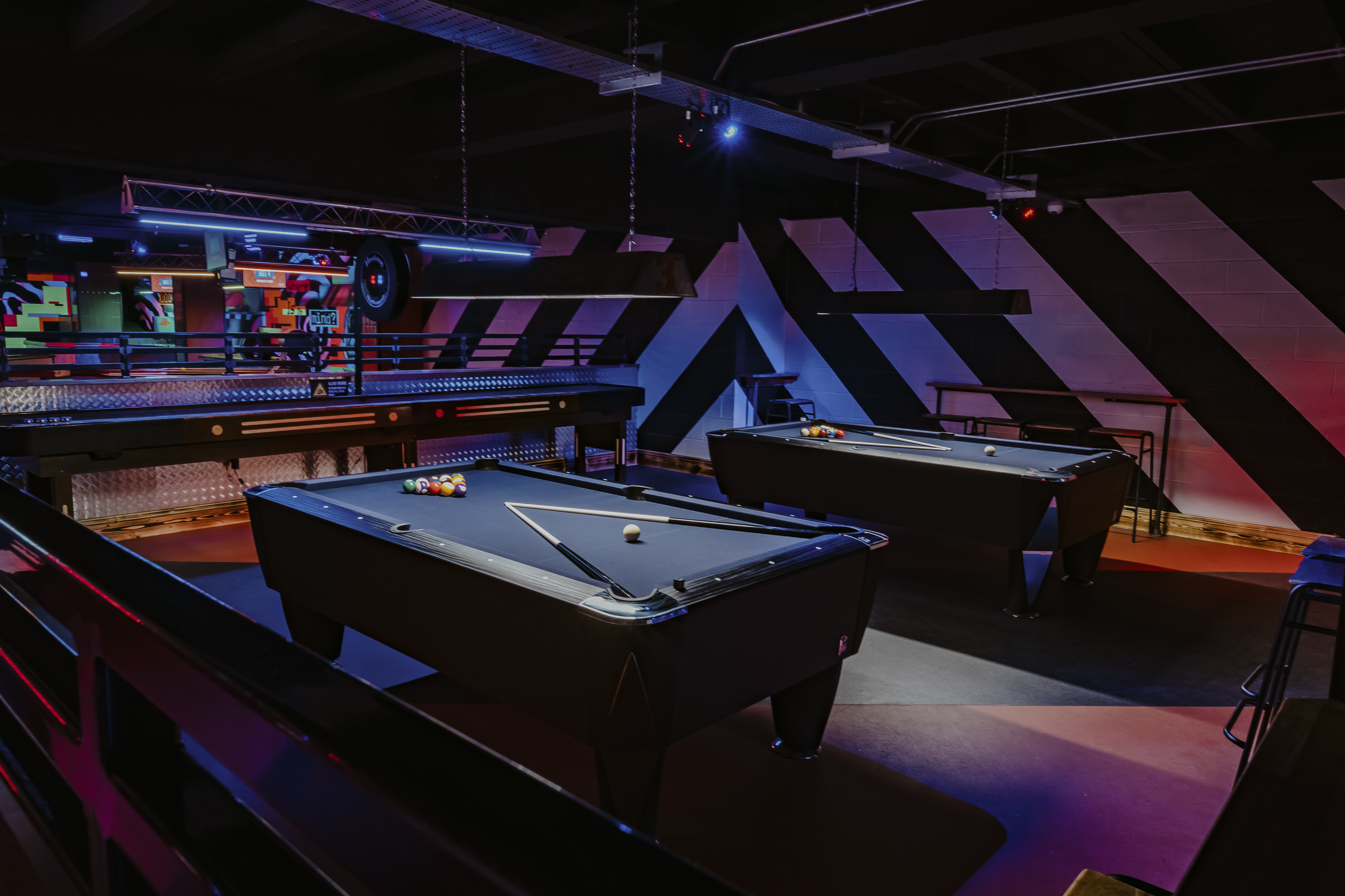 Tournament area in Roxy Ball Room, York, featuring pool tables for events and gatherings.