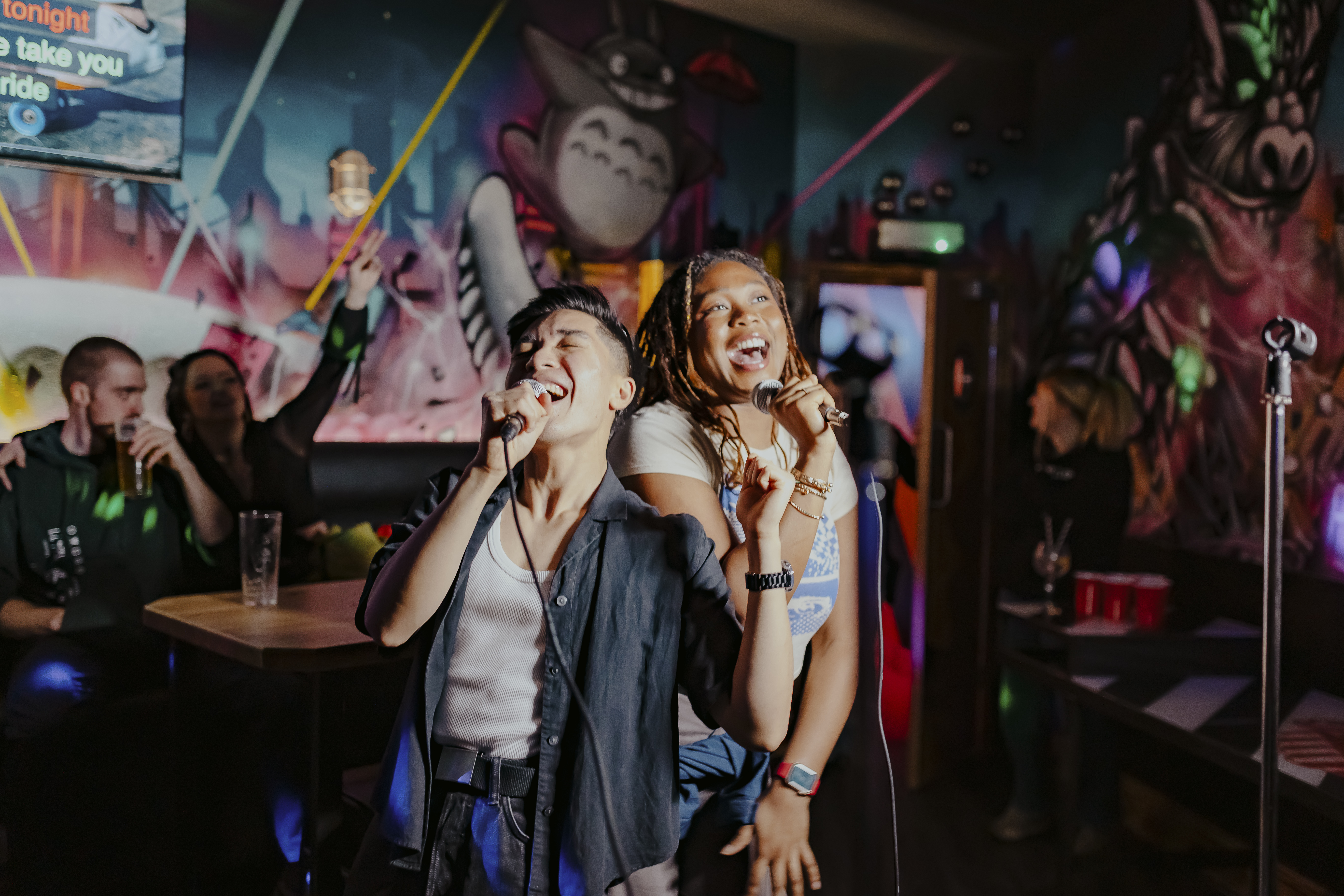 Karaoke room at Roxy Ball Room, vibrant lighting for fun social events in York.