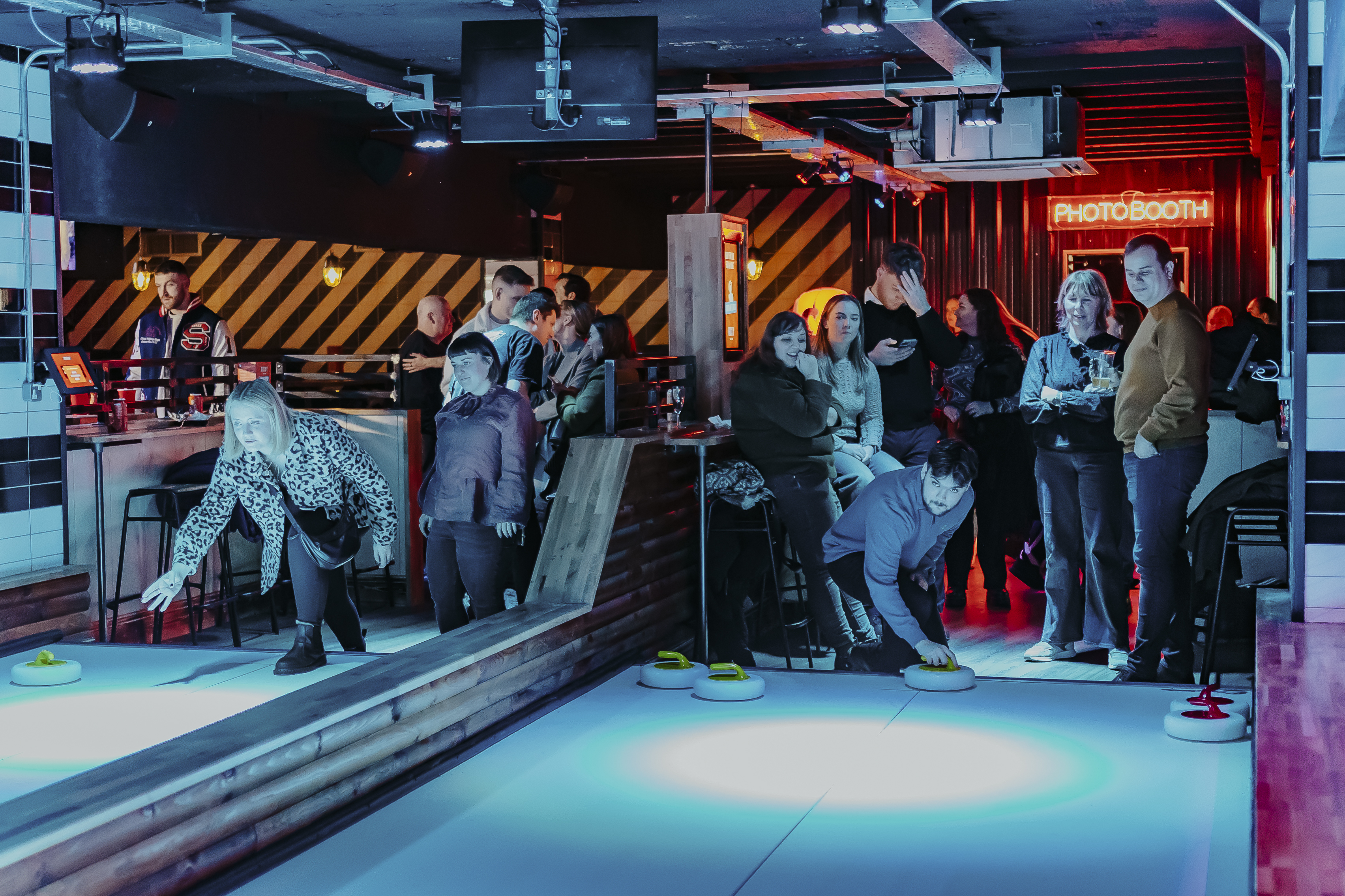 Lively curling event at The Lodge, Roxy Ball Room, York for team bonding and entertainment.