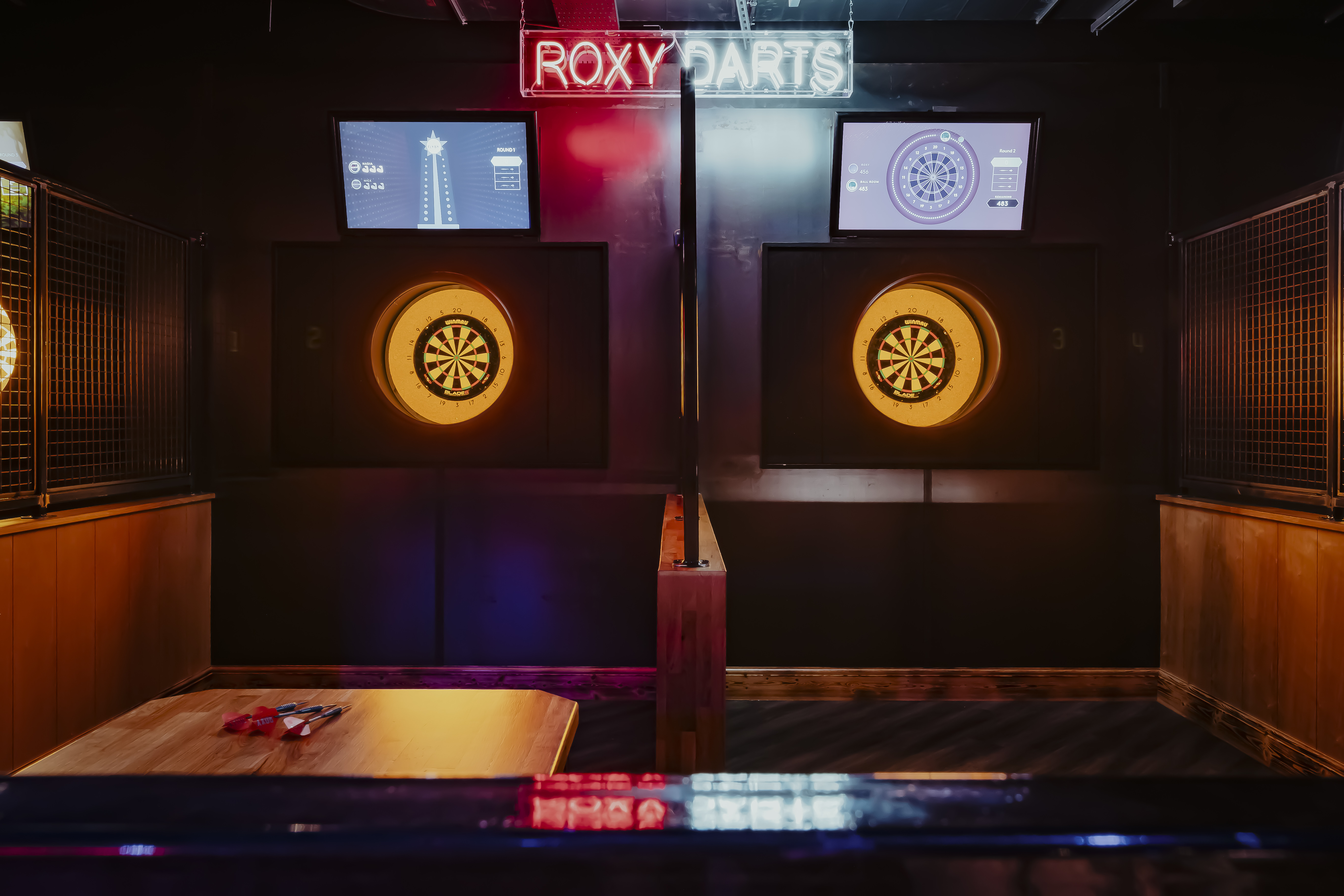 Darts area in Roxy Ball Room, York, ideal for team-building and social events.