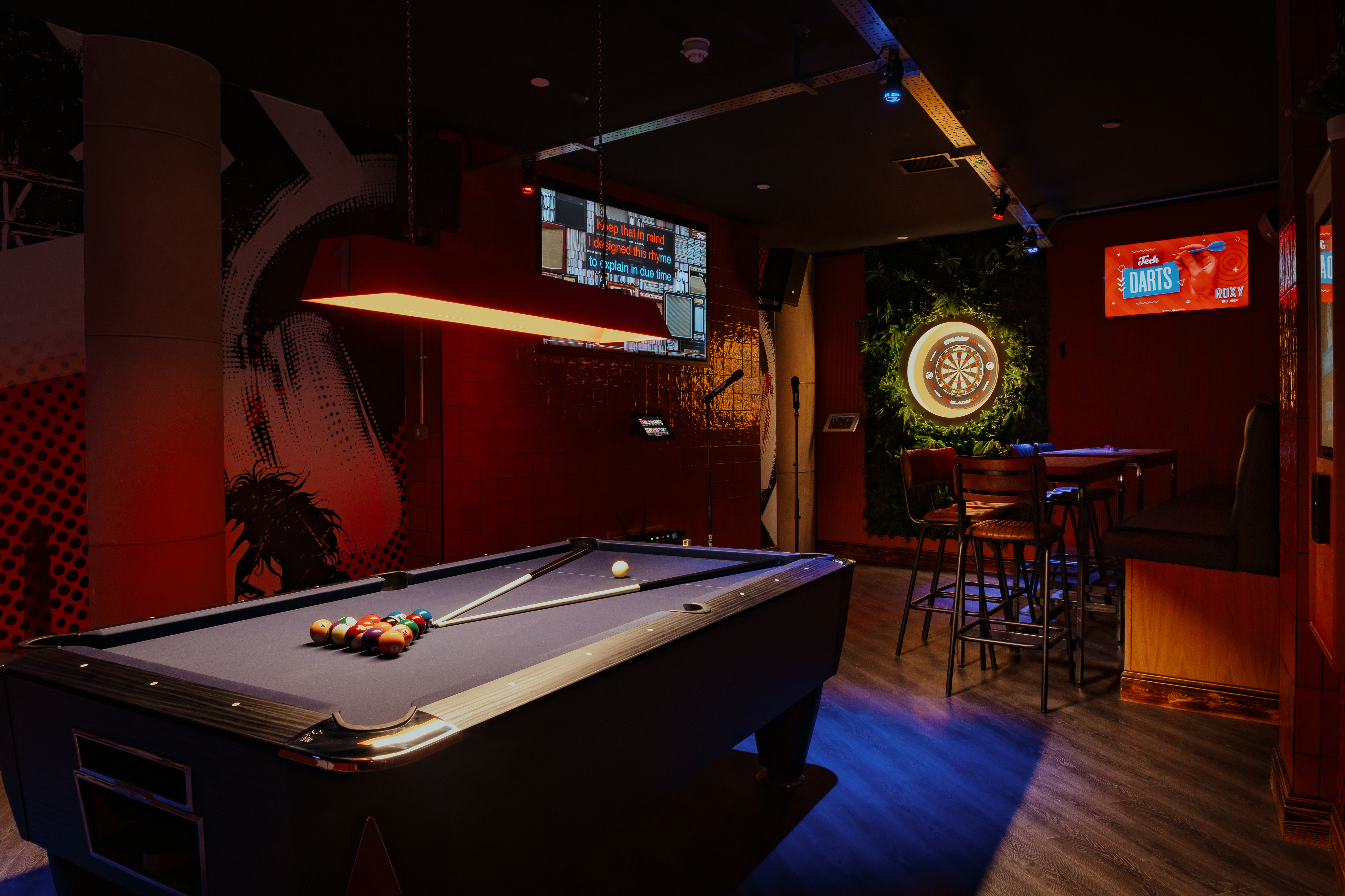 VIP Room at Roxy Ball Room, St Mary Axe: stylish event space with billiard table for networking.