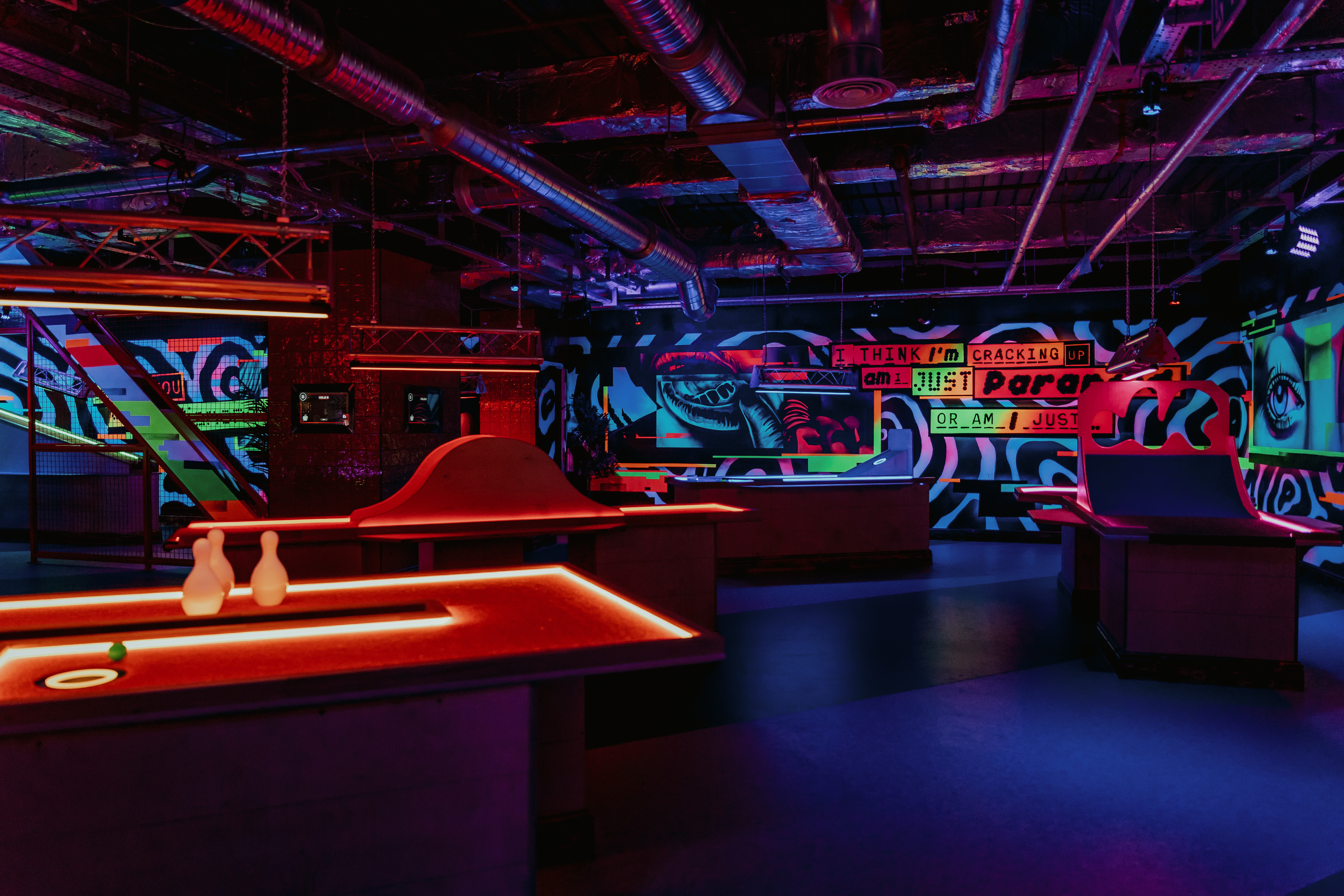 Vibrant Crazy Pool at Roxy Ball Room, London; perfect for casual events and team-building.