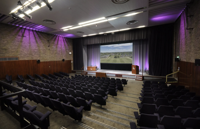 Wolfson Hall at Magdalene College: theater seating for conferences and events.