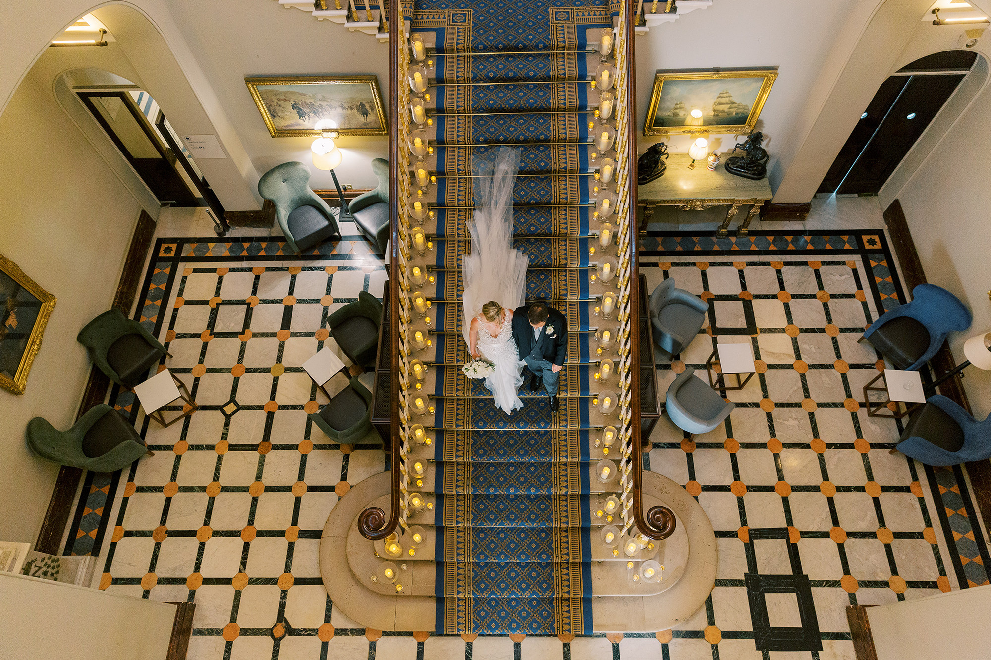 Elegant staircase at 116 Pall Mall, ideal for upscale weddings and events.