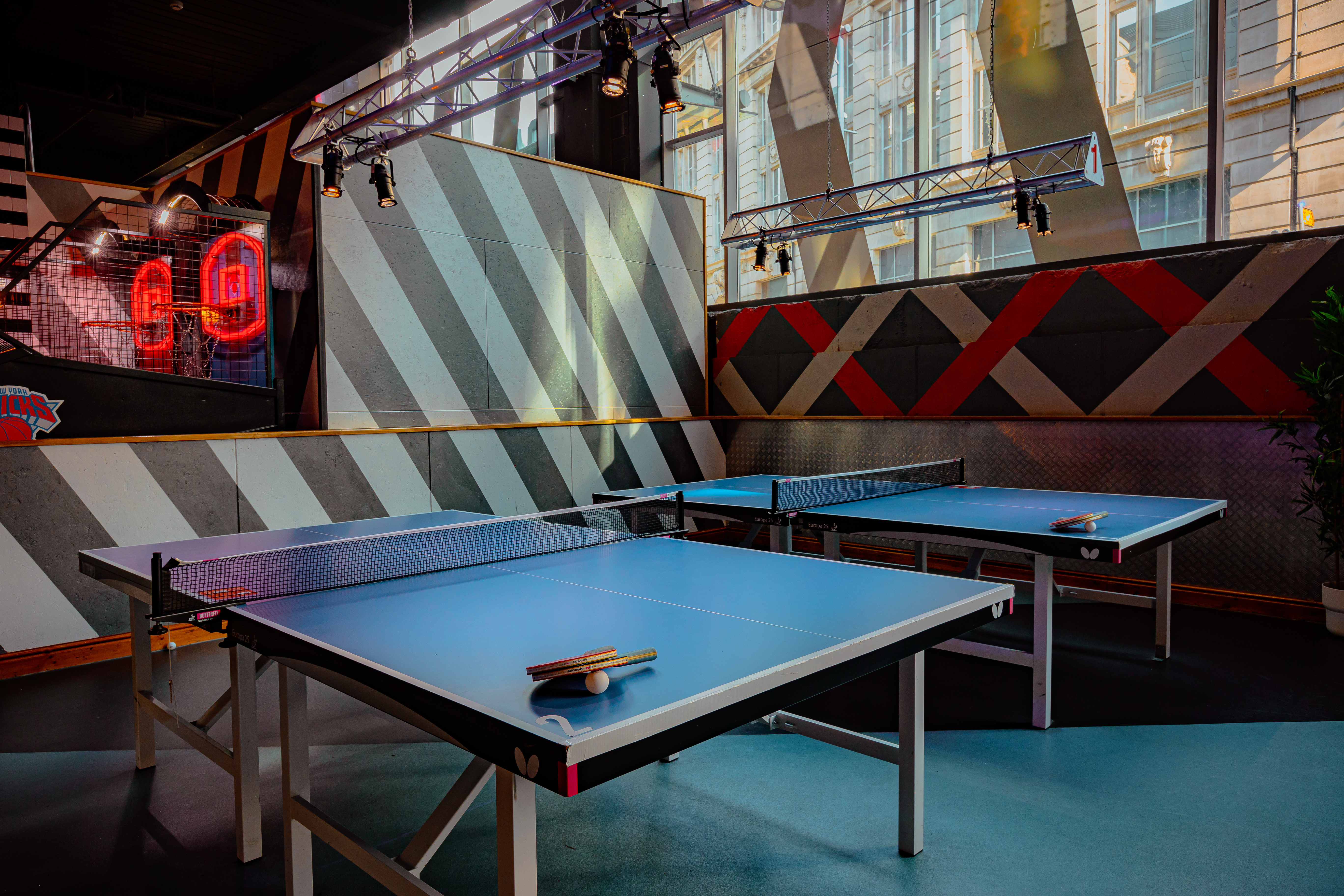 Ping pong table in Roxy Ball Room Manchester for corporate team building and social events.