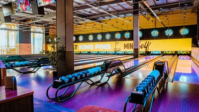 Vibrant bowling alley venue in Trafford Palazzo Manchester for team-building events.