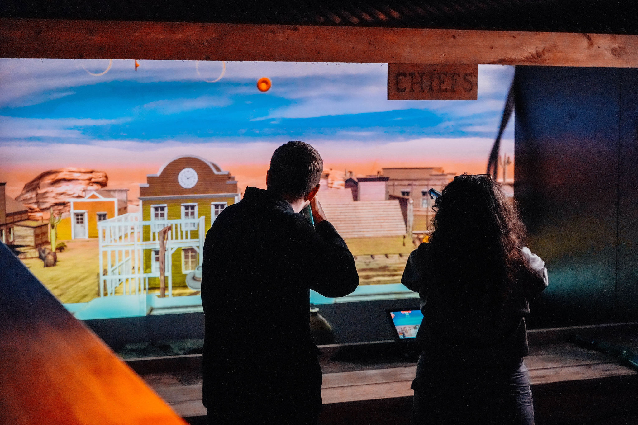 Interactive Western-themed display at King Pins, Manchester for events and team-building.