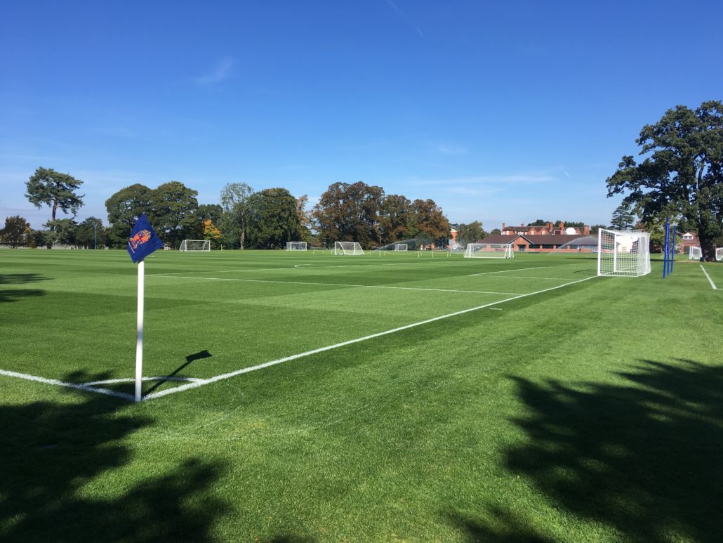 Outdoor sports facility at Shrewsbury School for corporate team-building and field day events.