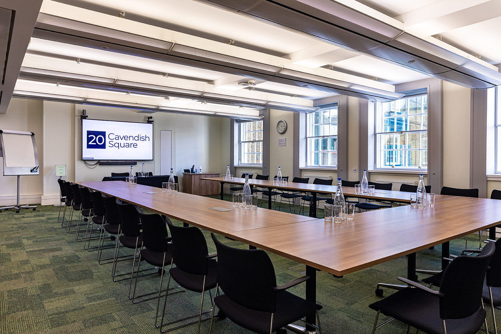 Modern meeting room at 20 Cavendish Square for corporate workshops and gatherings.