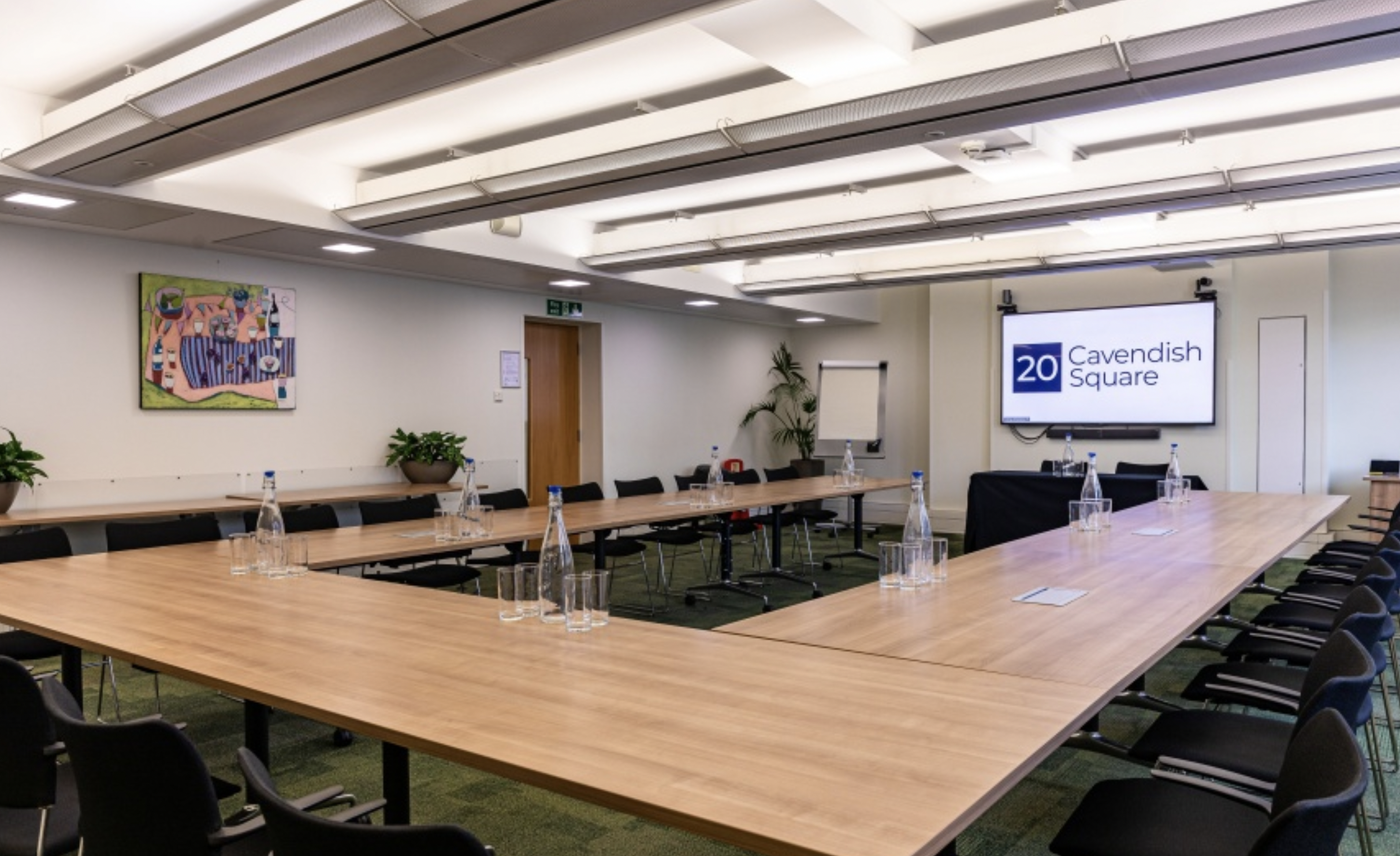 Modern meeting room at 20 Cavendish Square, perfect for corporate events and presentations.