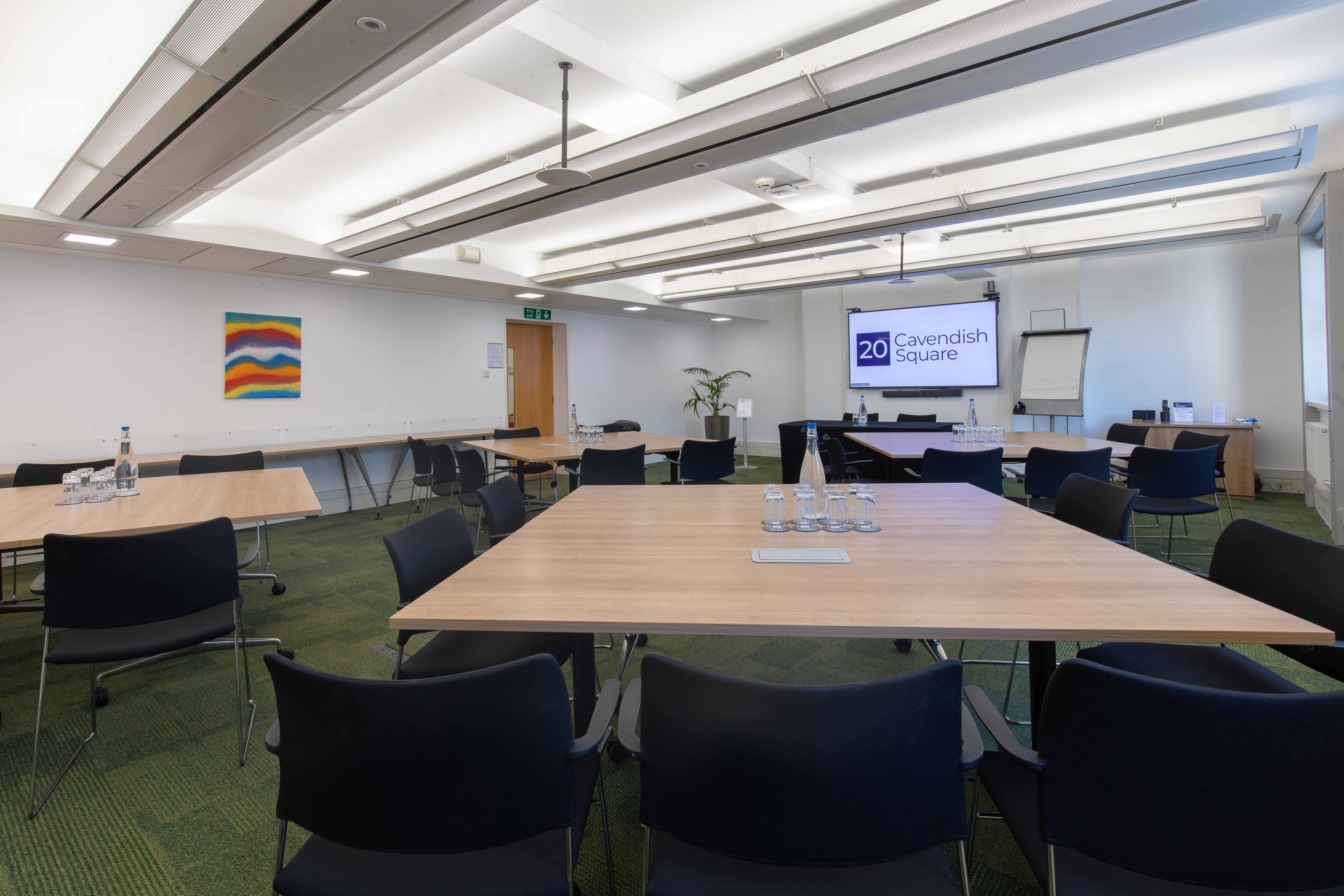 Rosalind Paget in a modern meeting room, perfect for workshops and presentations.
