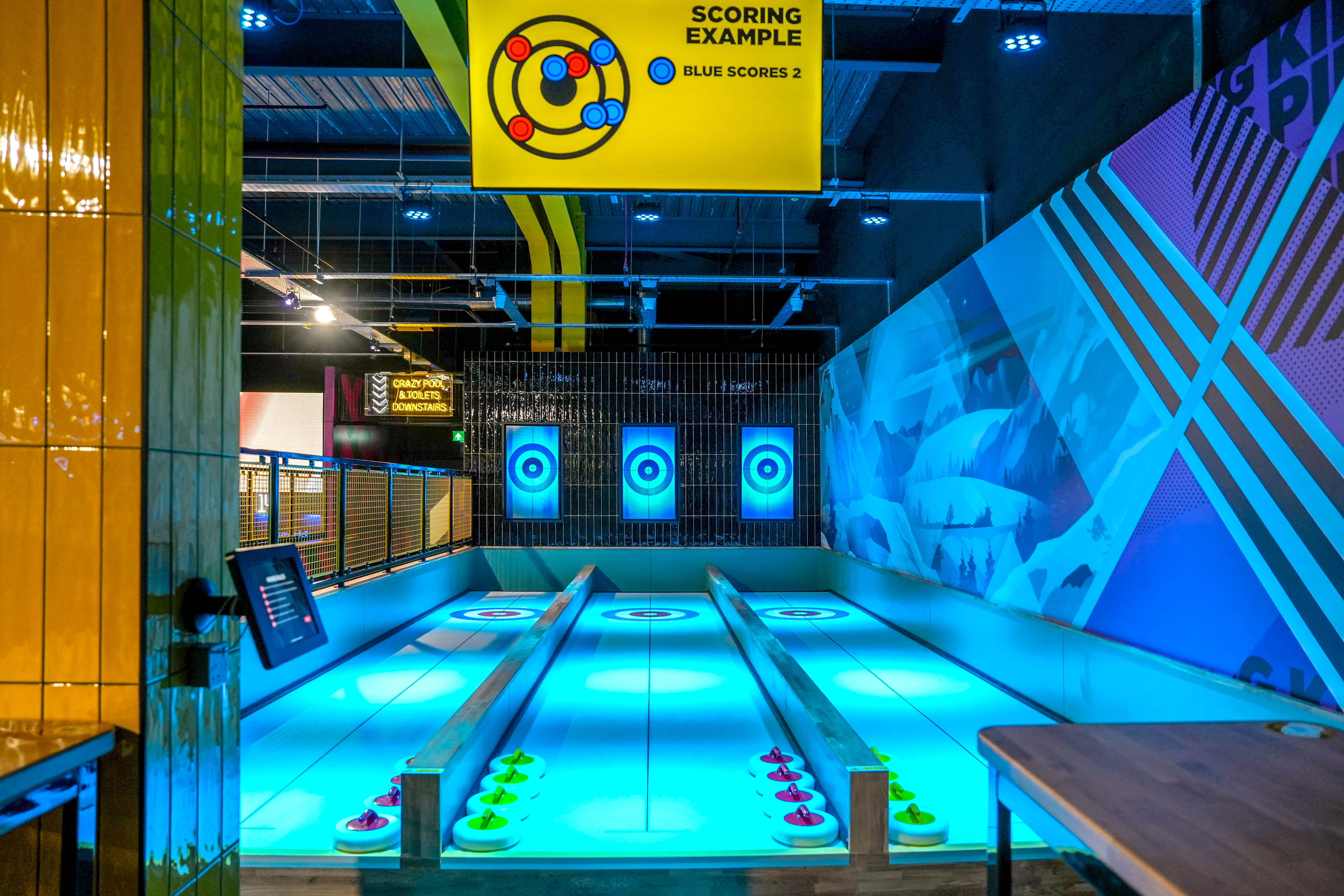 The Glide Zone at King Pins Leeds: vibrant modern event space for team building activities.