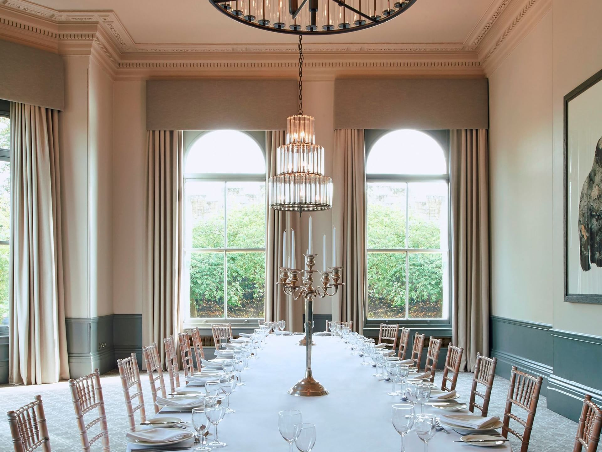 Elegant dining setup at The Milner York, ideal for corporate events and gatherings.