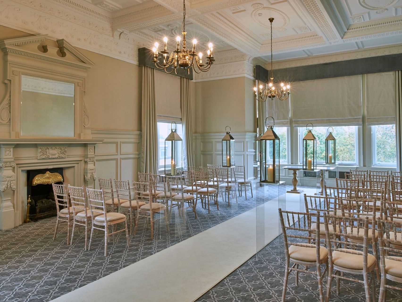 Elegant event space at The Milner York with chiavari chairs for weddings or meetings.