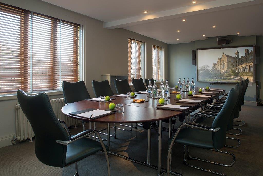 Nutfield Priory meeting room with round table for productive conferences and events.