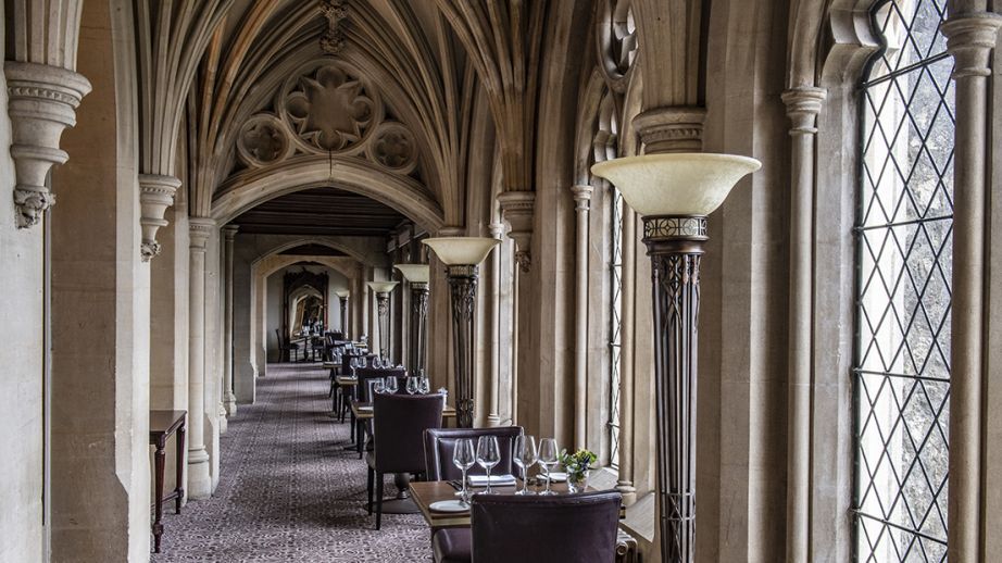 Elegant corridor at Nutfield Priory for upscale weddings and corporate events.