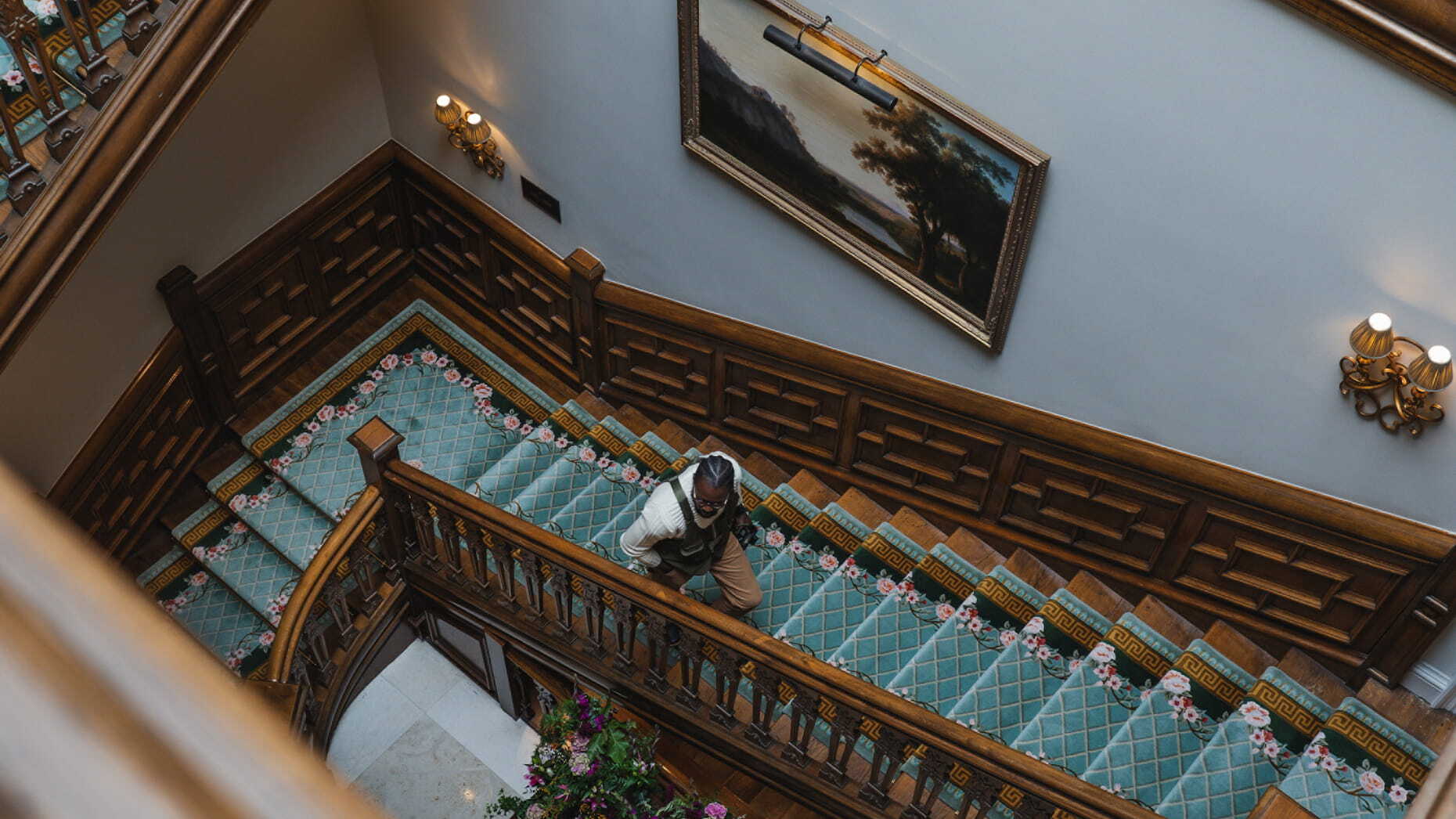 Elegant staircase in Four Seasons Hampshire, perfect for sophisticated gatherings and events.