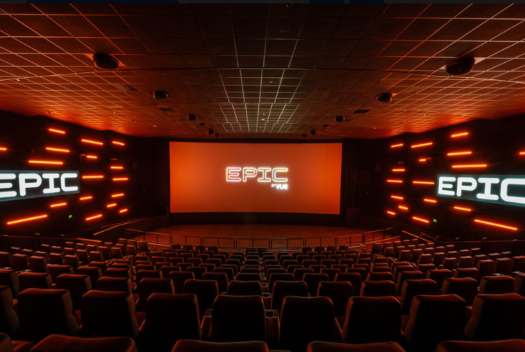Vue Nottingham cinema screen for corporate keynote presentations and product launches.
