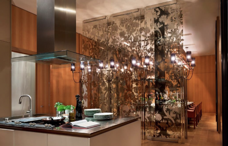 Private dining room at Rosewood London with elegant glass partition for upscale gatherings.