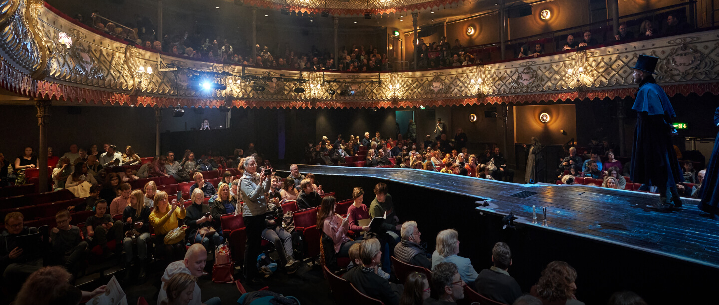 The Old Vic historic theatre with a thrust stage for immersive events and conferences.