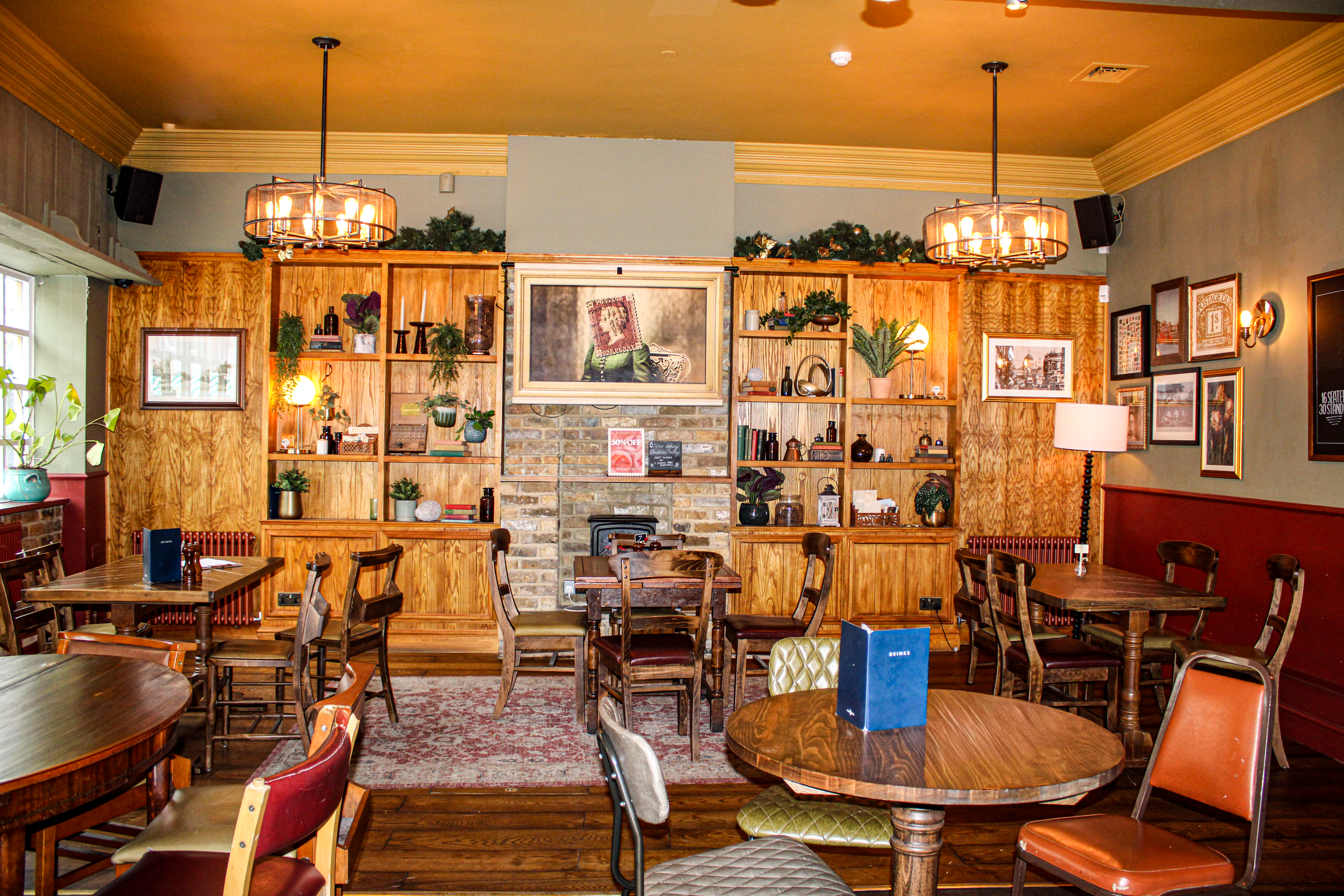 Cozy Study at Eltham GPO, wood-toned interior for small social gatherings and private events.