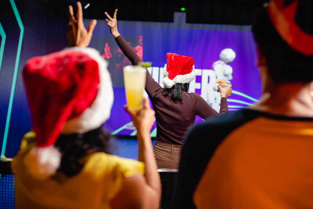 Festive TOCA Social Venue Hire in Birmingham with joyful attendees celebrating Christmas.
