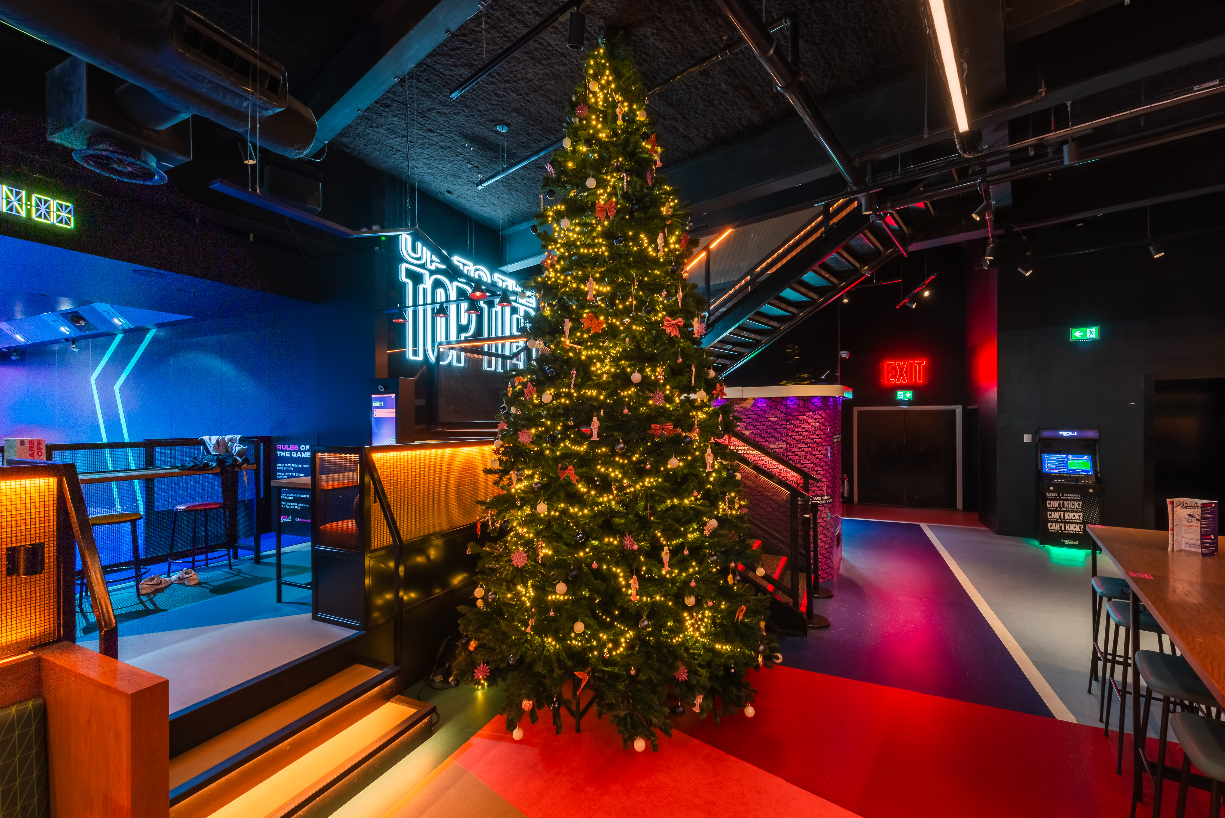 Festive Christmas tree at TOCA Social, Birmingham - ideal venue for holiday parties.