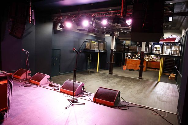 Band on the Wall multi-level concert hall with stage for live music events and venue hire.