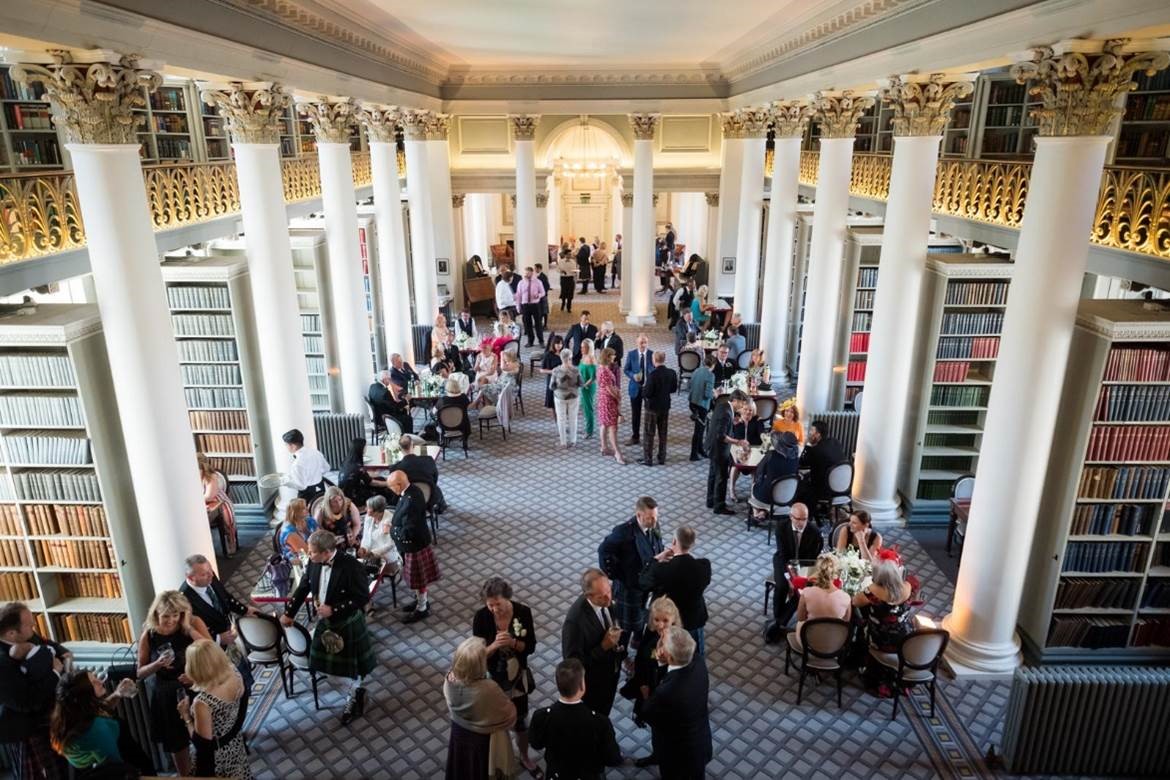 Elegant event in Signet Library with sophisticated decor, ideal for gala dinners.