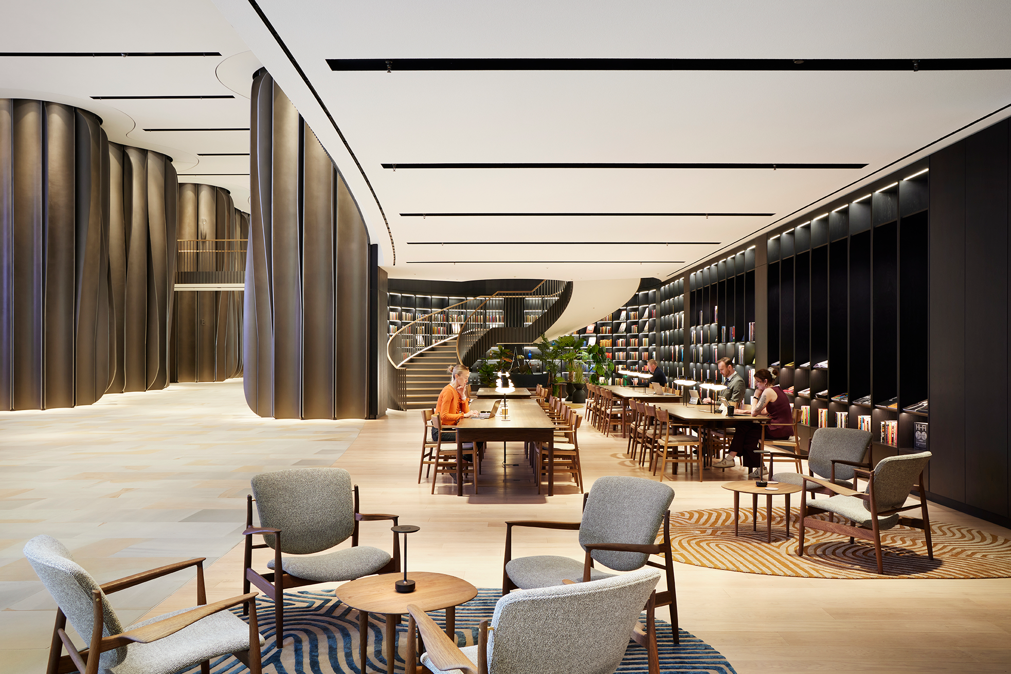 Modern event space in The Forum suite with sleek architecture for networking and gatherings.