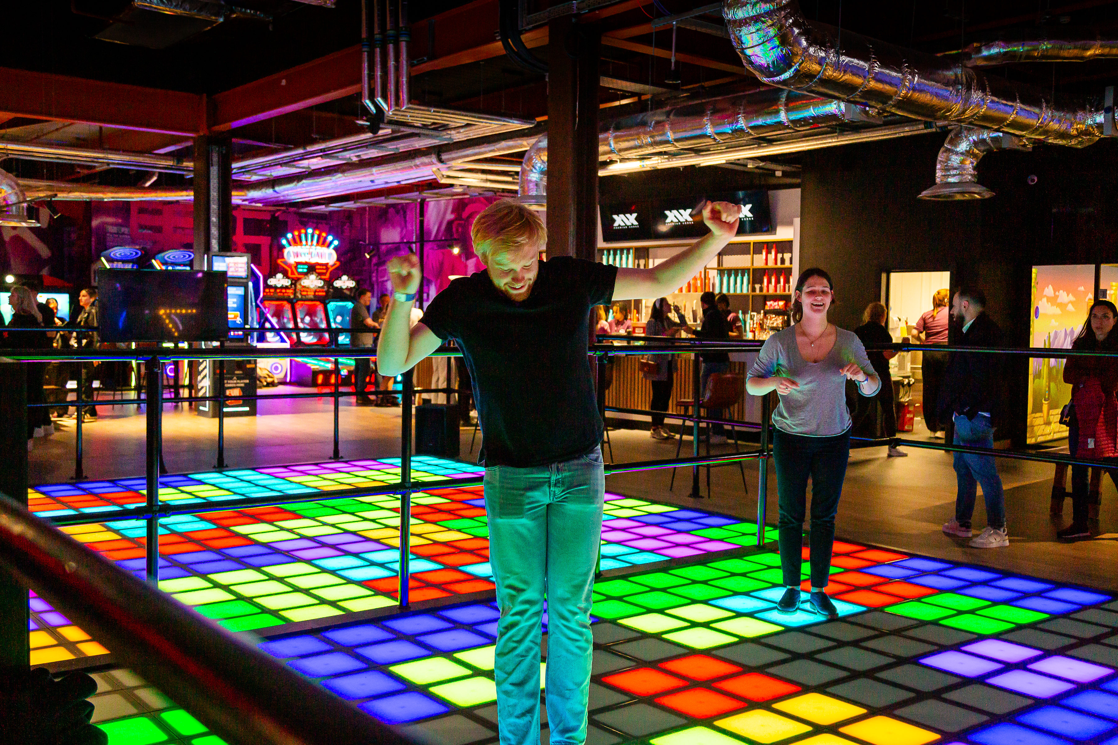 Lively Gravity Westfield venue with illuminated dance floor for events and celebrations.