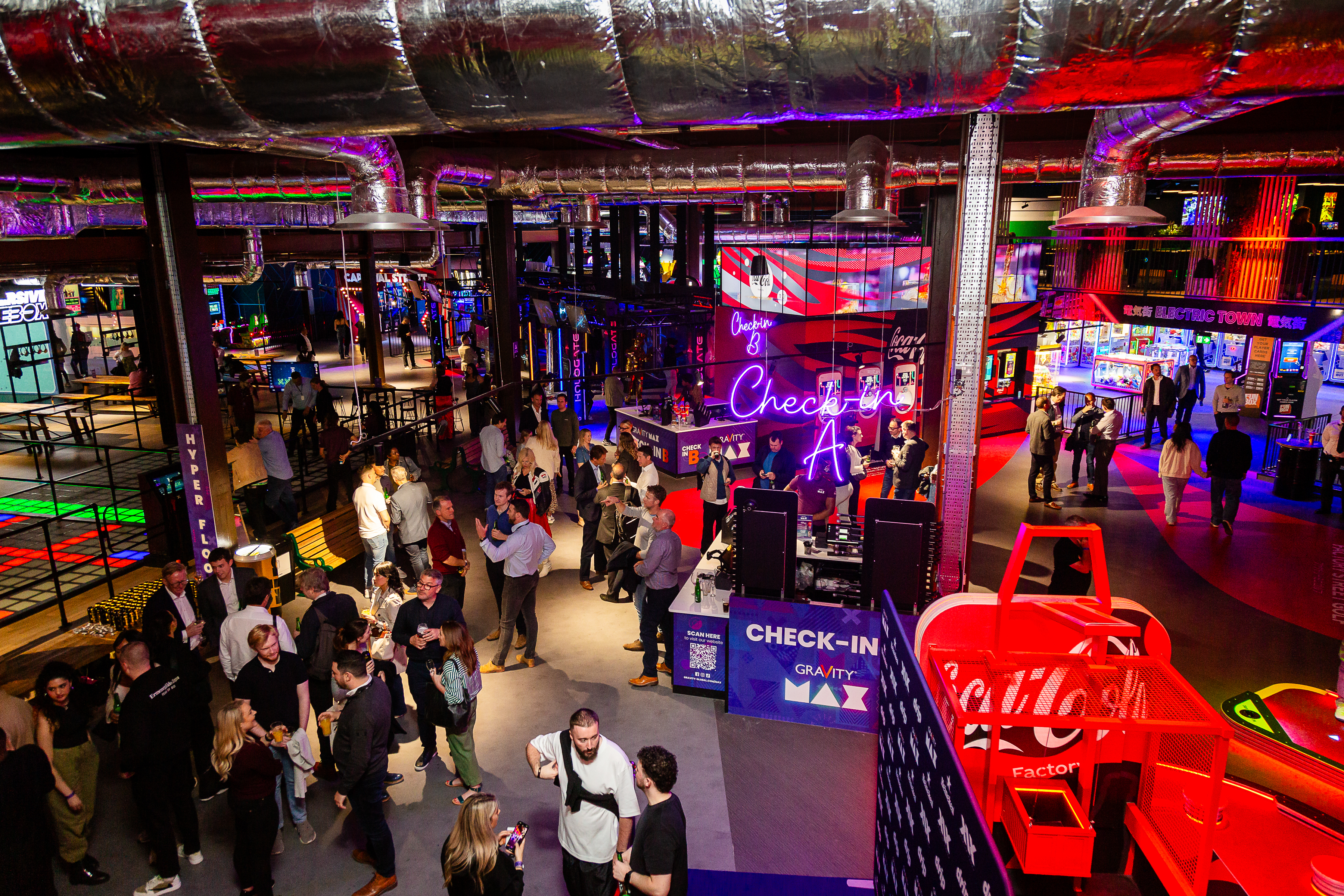 Vibrant Gravity Westfield venue with stylish decor, ideal for corporate functions and gatherings.