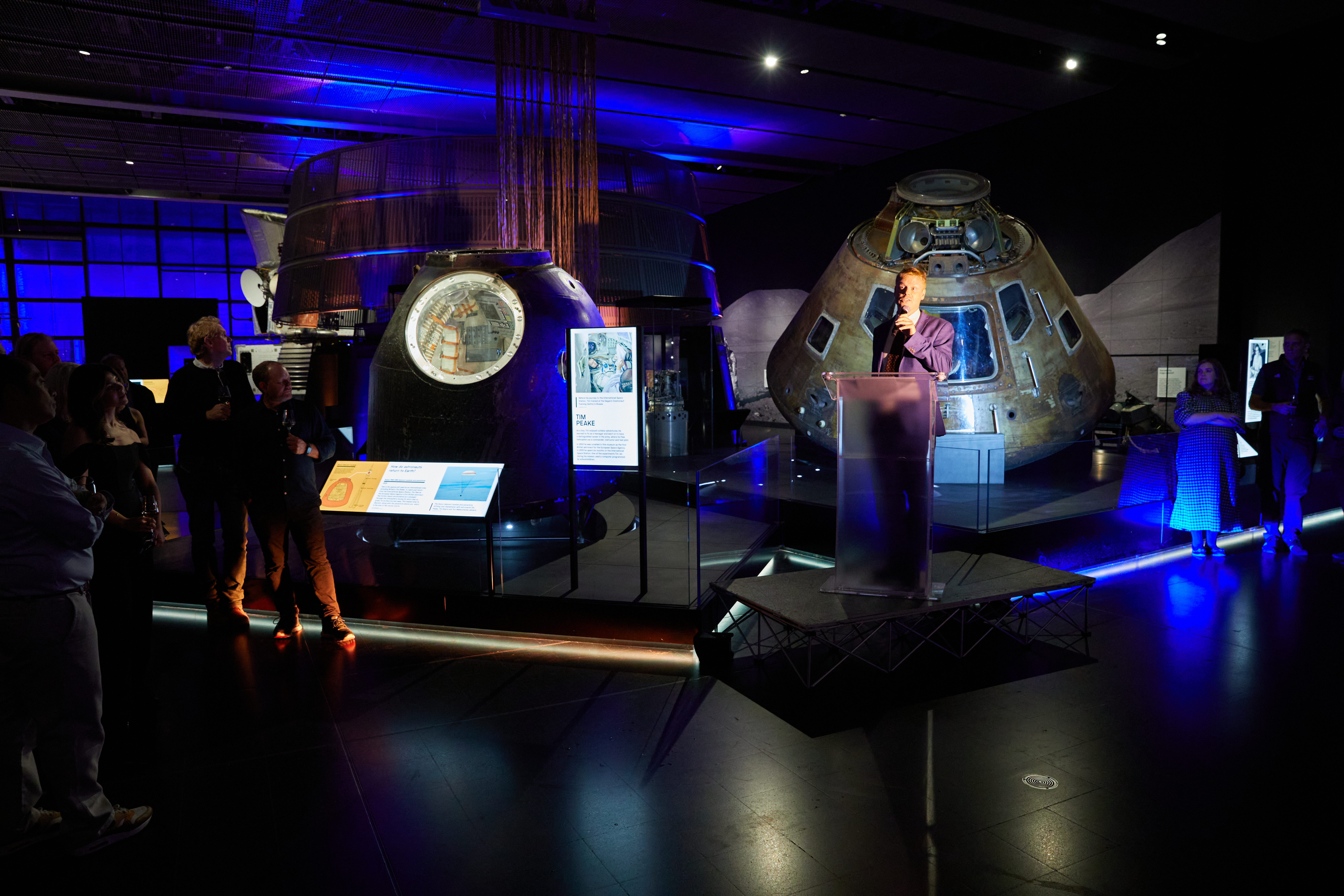 Space exhibition at The Science Museum with spacecraft exhibits for corporate events.