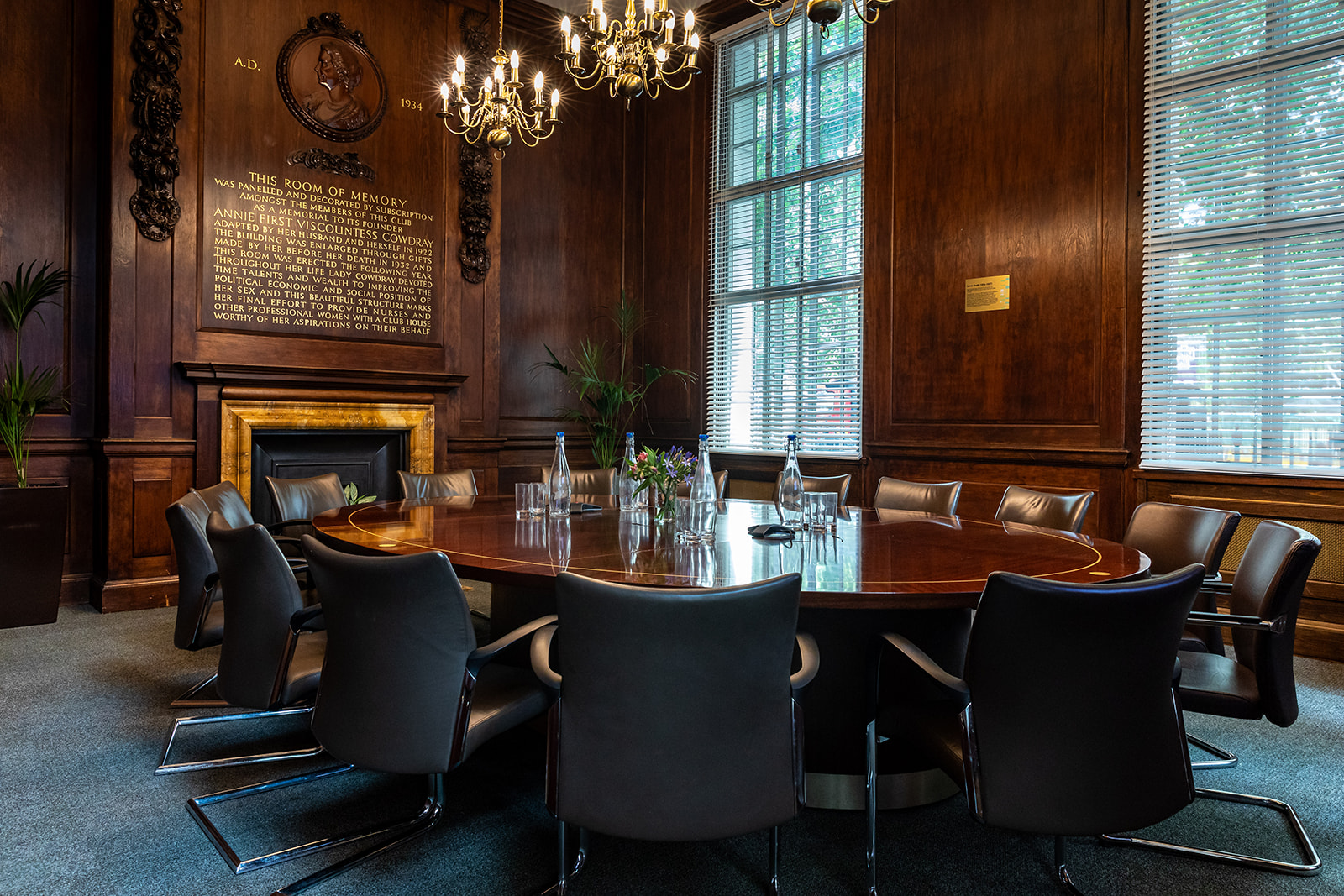Sarah Swift in an elegant boardroom at 20 Cavendish Square for meetings and events.