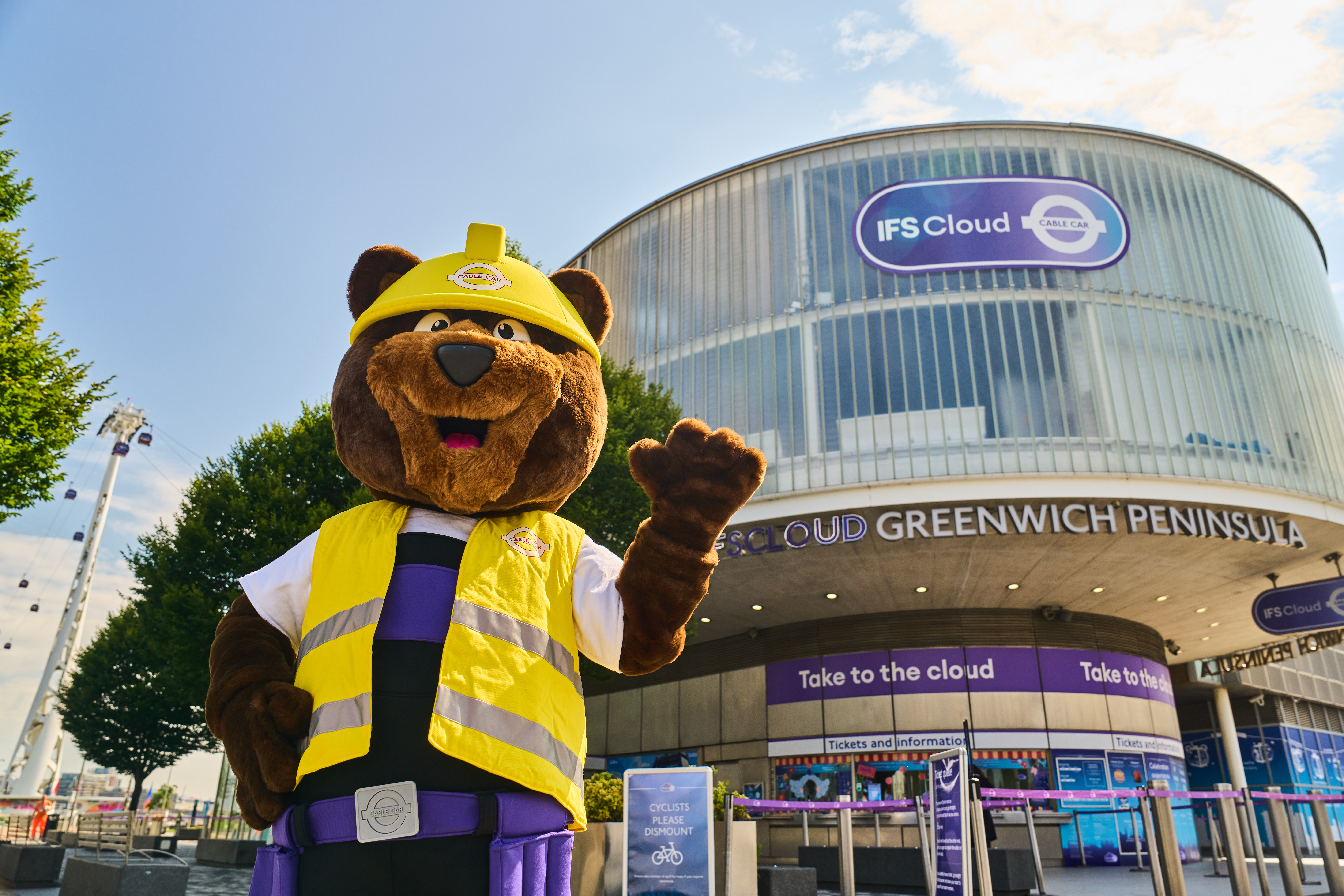 Cable Car Cabin in London with playful mascot, perfect for corporate events and gatherings.