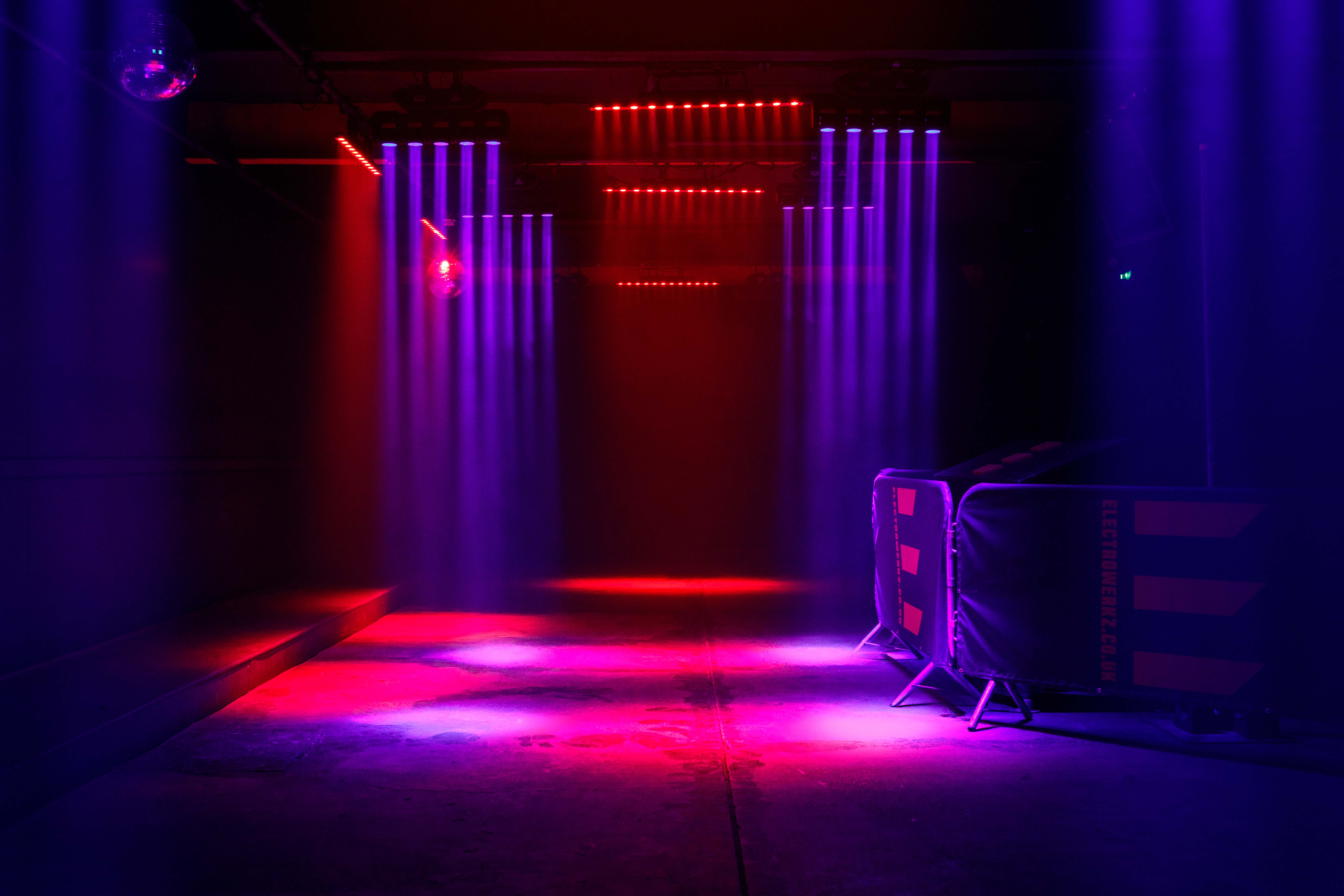 Dynamic Electrowerkz venue with vibrant lighting, perfect for concerts and nightlife events.