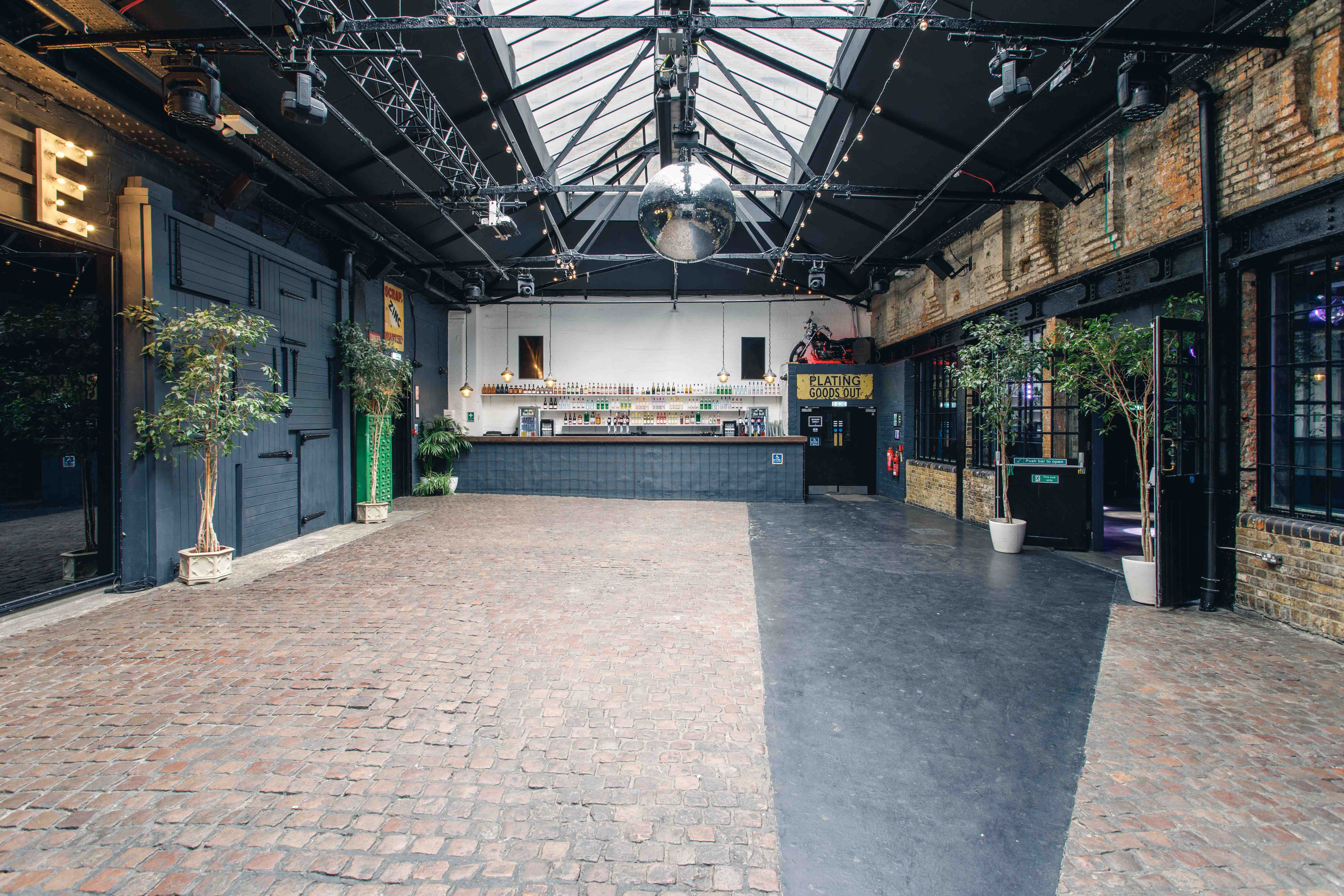 Versatile industrial event space at Electrowerkz with high ceilings and natural light.