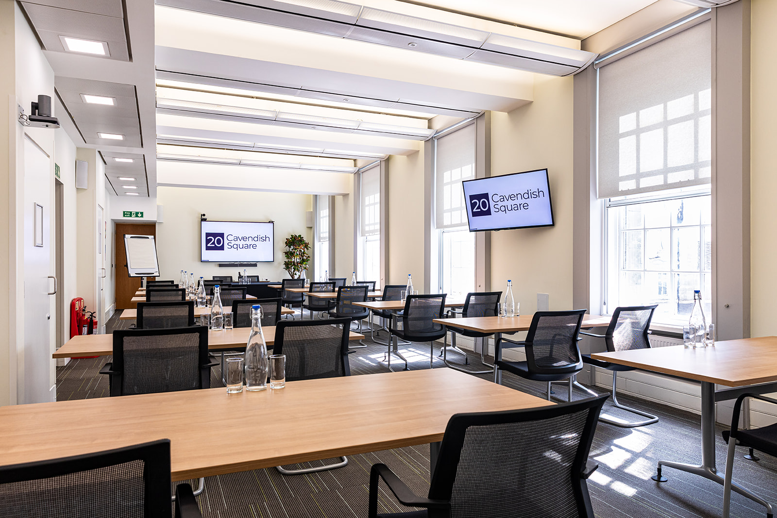 Modern meeting room at 20 Cavendish Square with ergonomic chairs for corporate events.