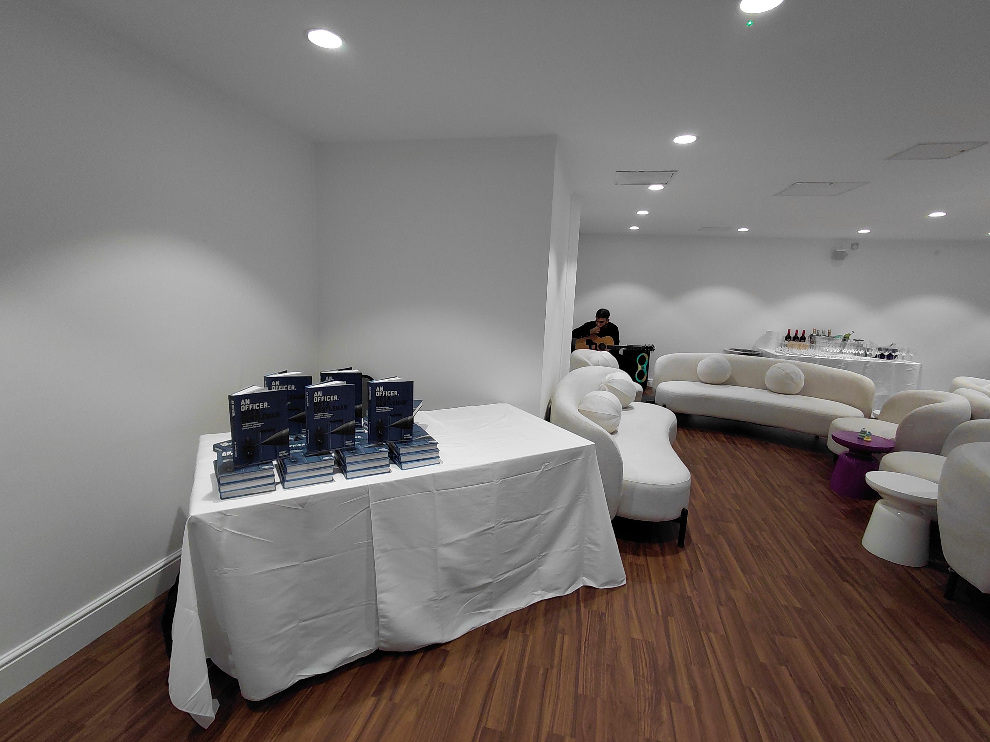 Mezzanine event space in London Cable Car, featuring modern minimalist design for corporate meetings.