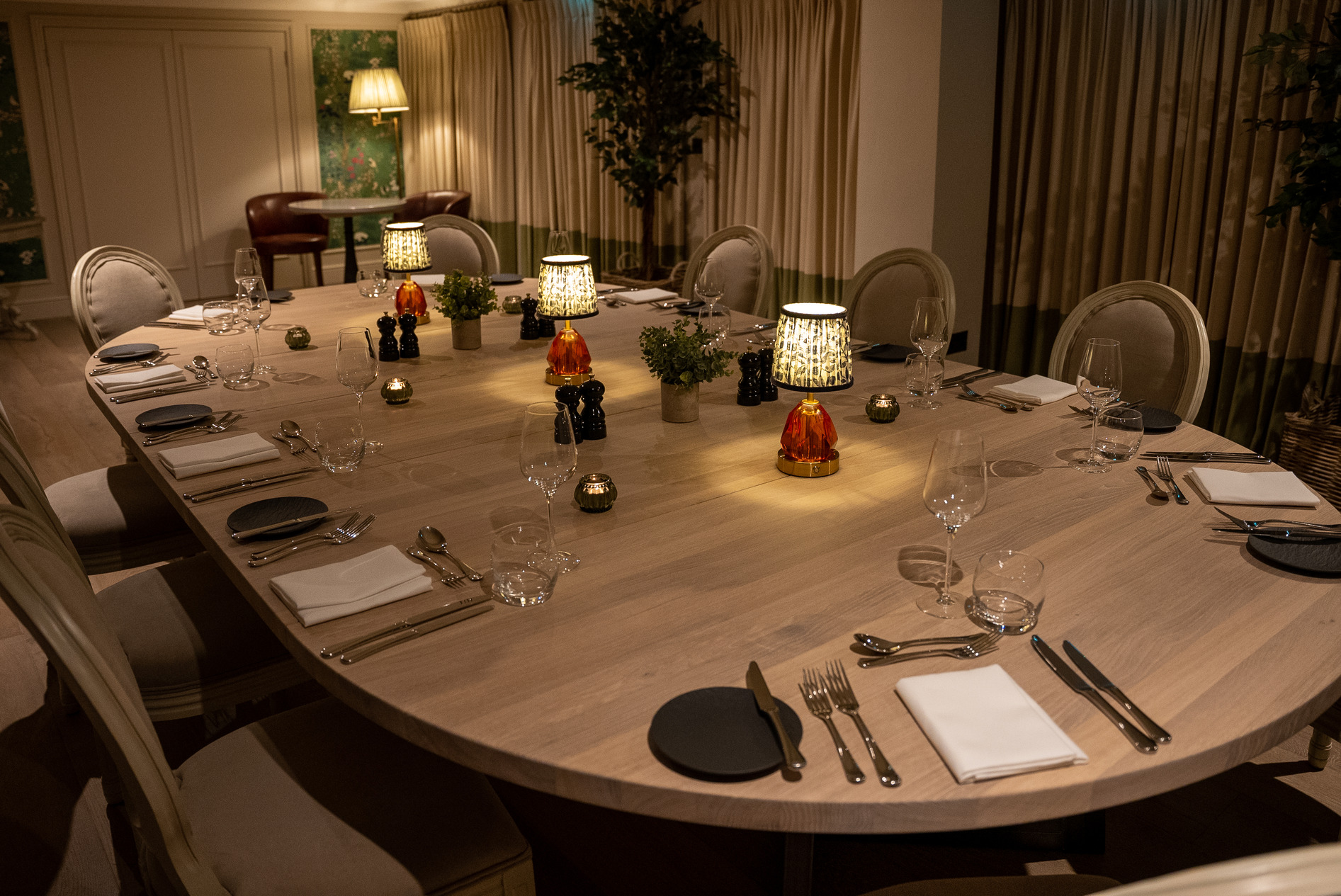 Elegant dining table in Stanwell House Events Room for intimate gatherings and dinners.