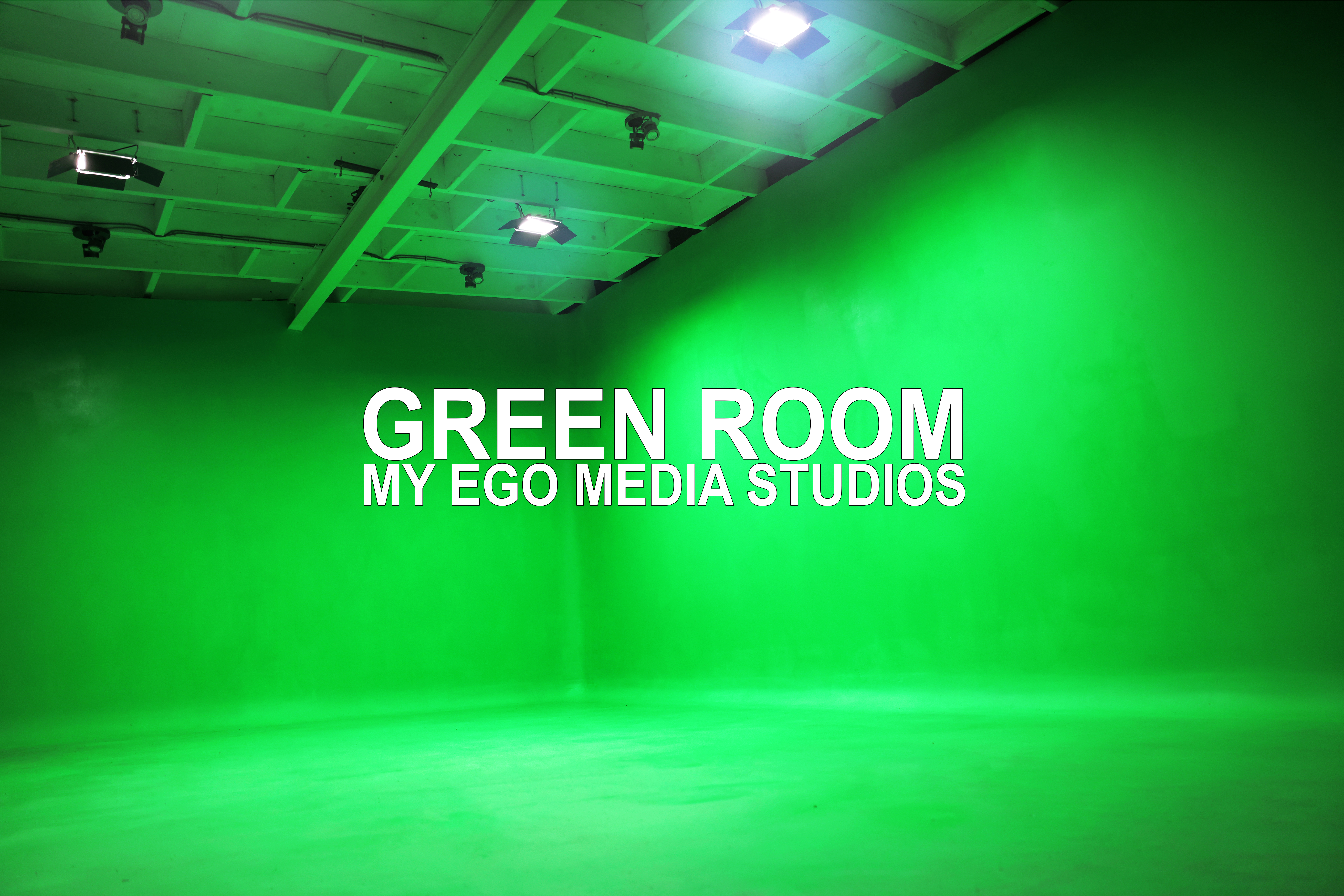 Professional green screen cyclorama wall for virtual event production and hybrid content studio.