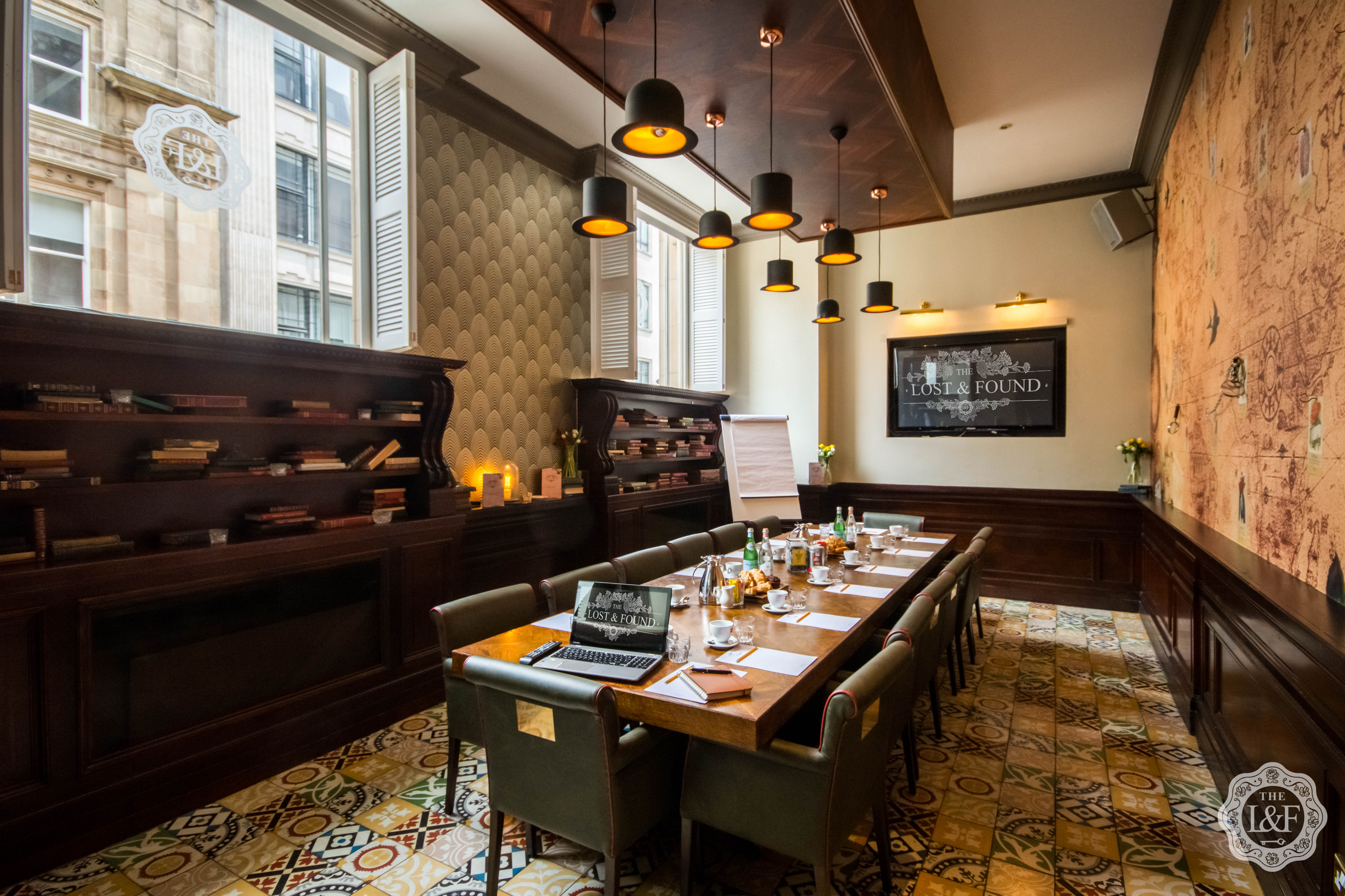 Boardroom in The Lost & Found Birmingham with elegant decor for professional events.