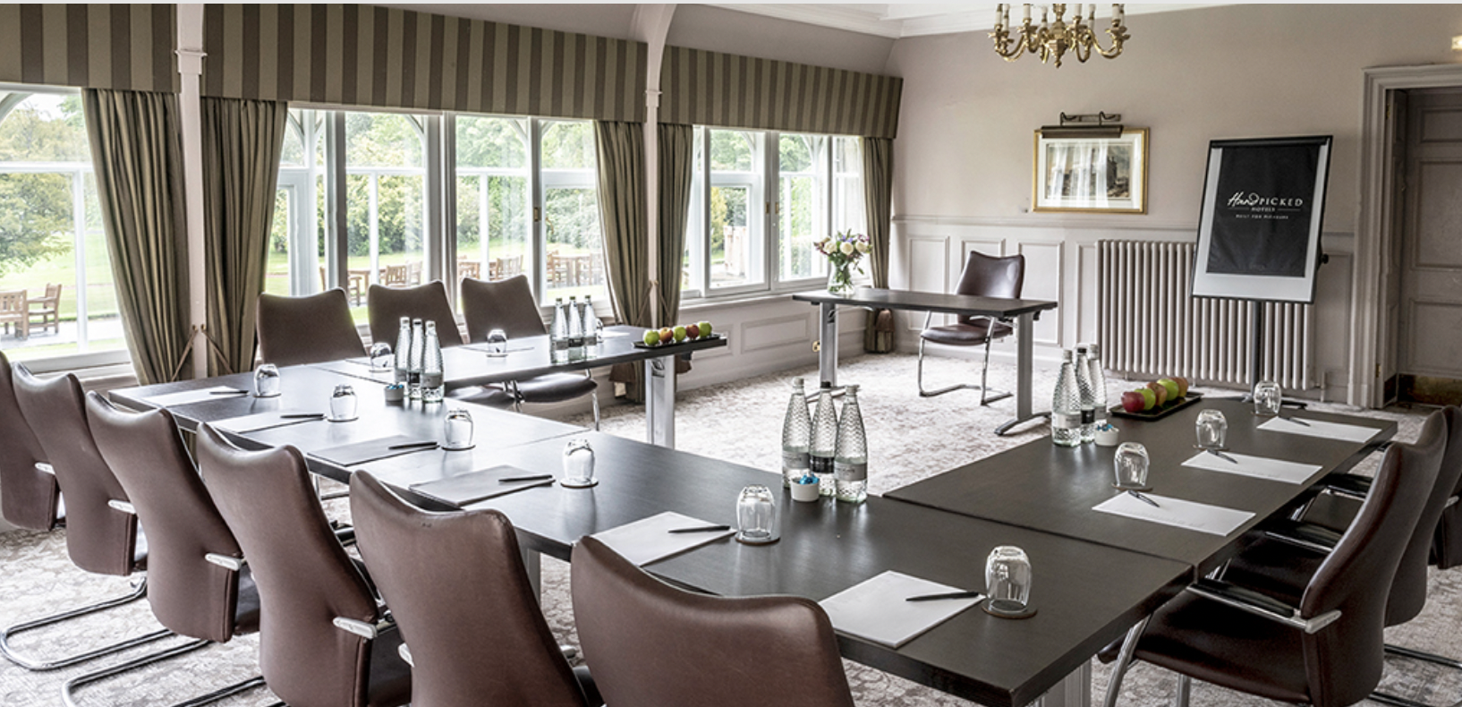 "Usher’s Suite meeting room at Norton House Hotel, bright and elegant for corporate events."