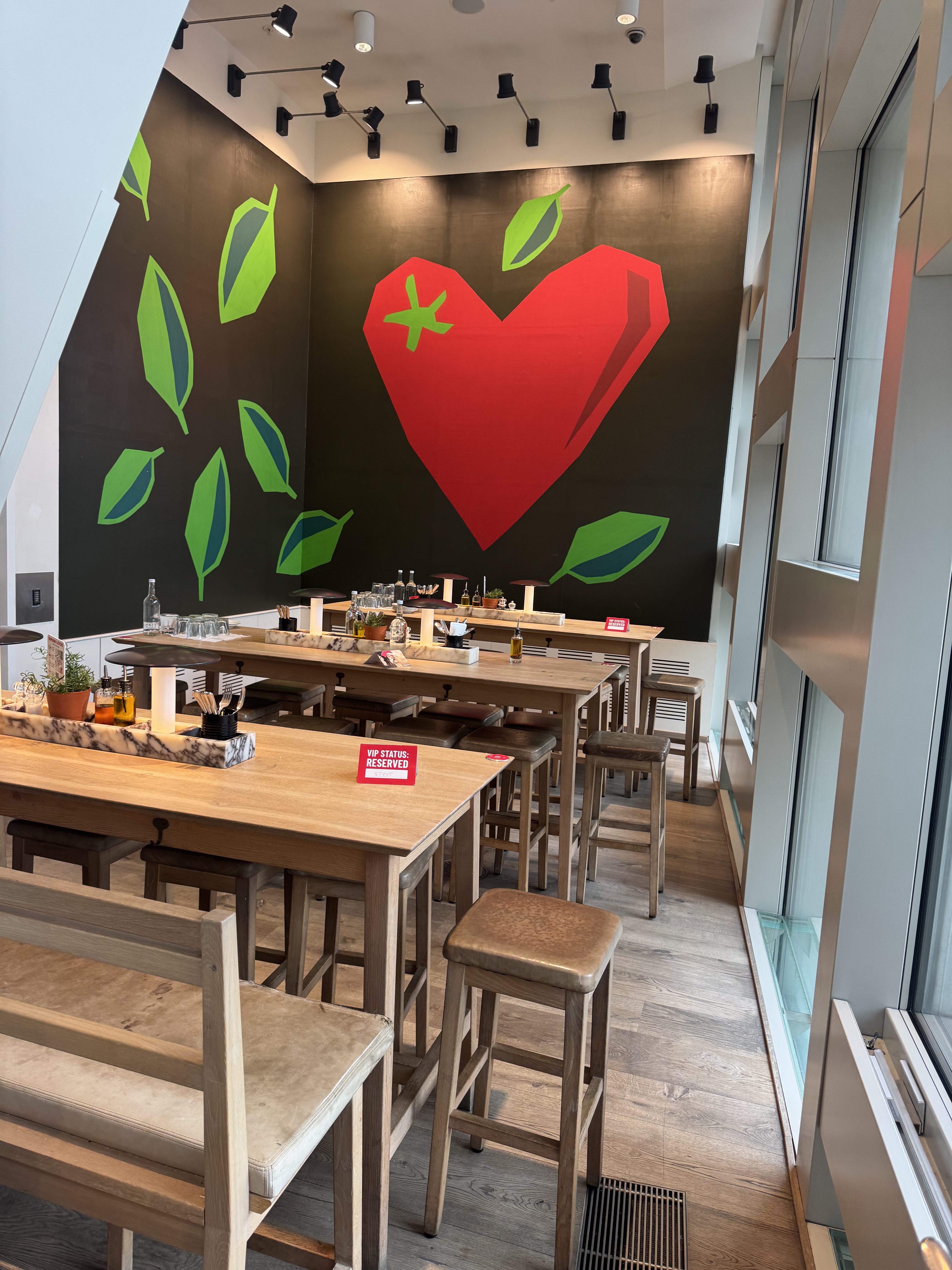 Vibrant meeting space at Vapiano Tottenham Court Road for workshops and brainstorming sessions.