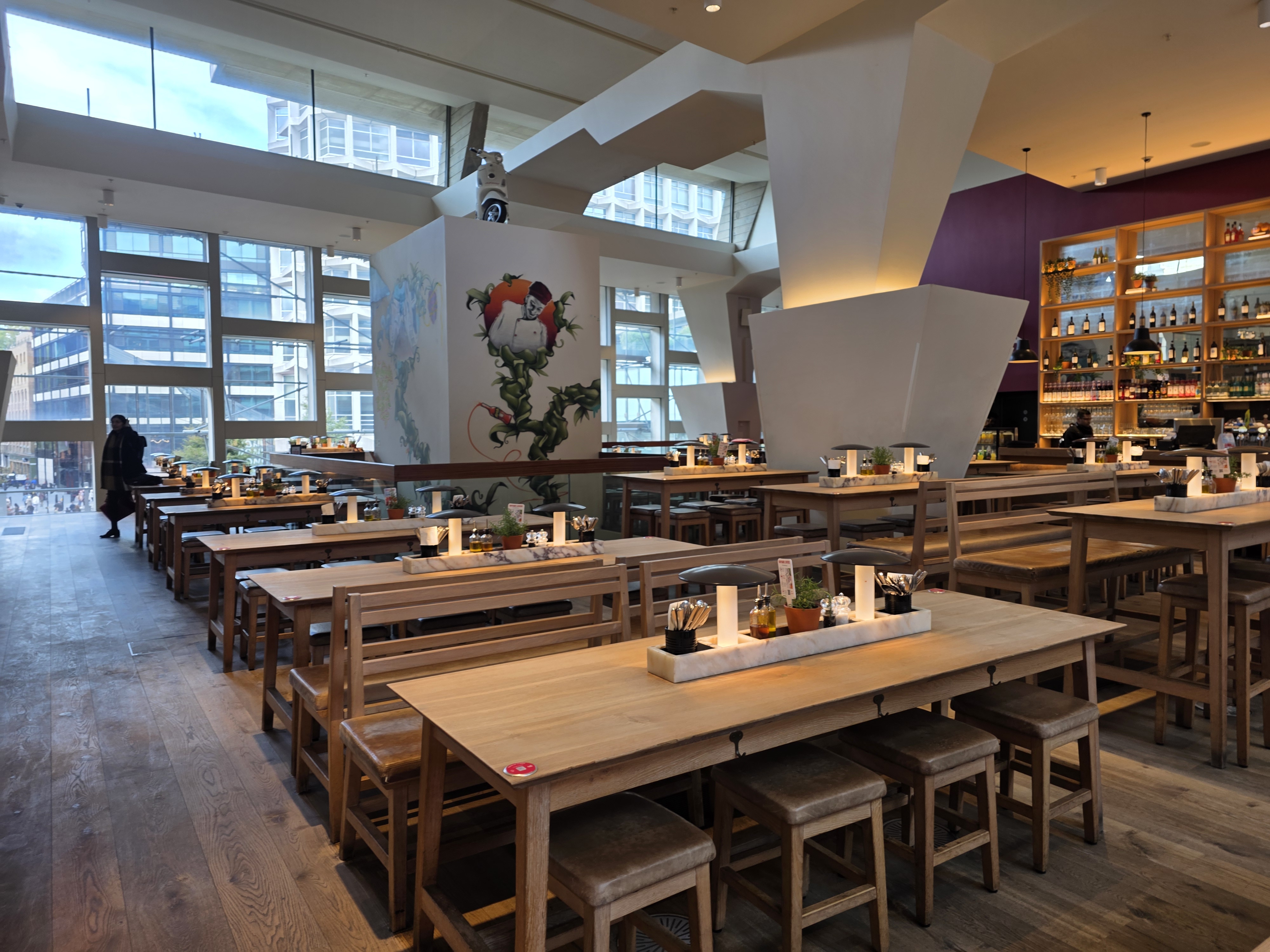 Full venue hire at Vapiano Tottenham Court Road with spacious dining area, ideal for events.